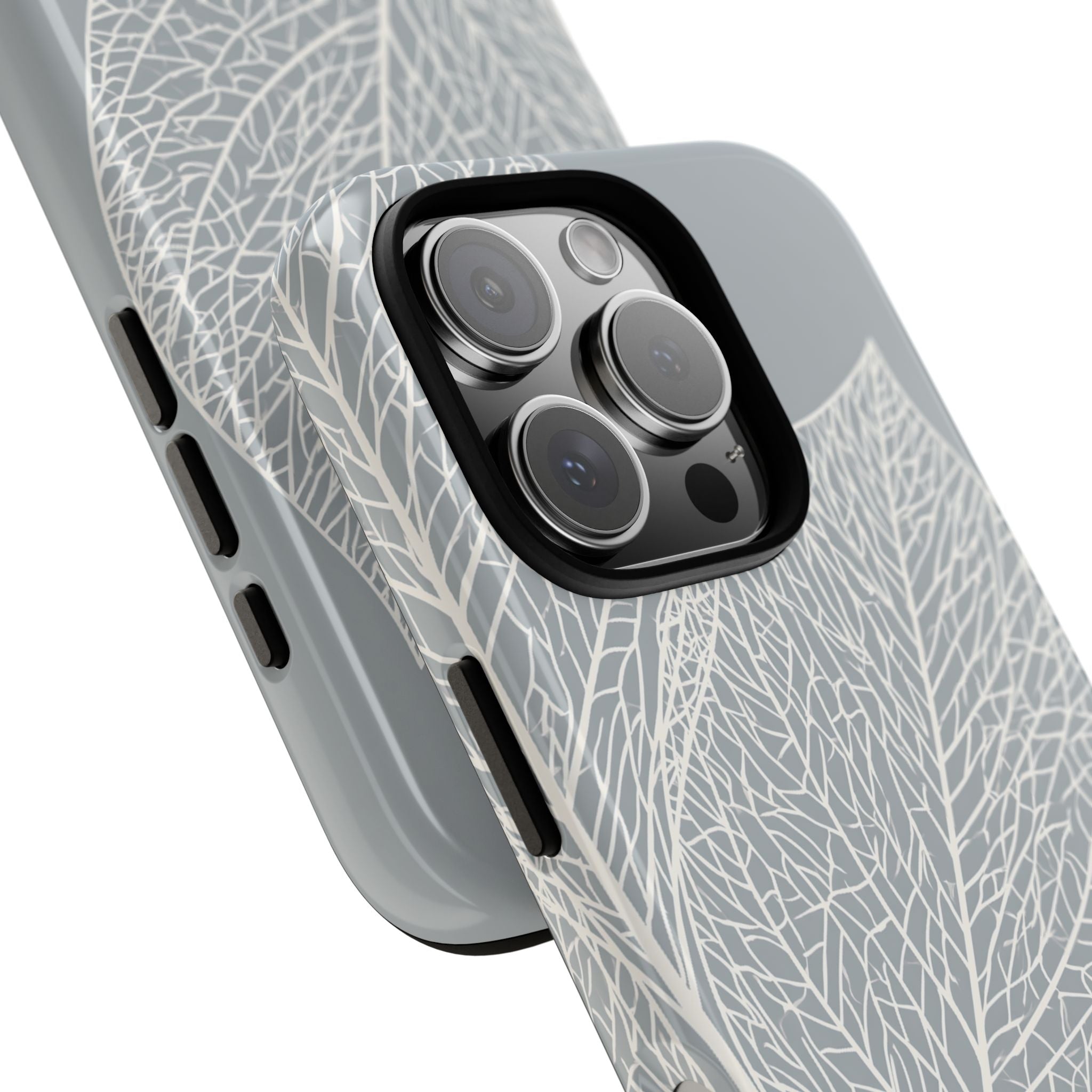 Grey Tough Phone Case for iPhone - Frosted Ash Veins