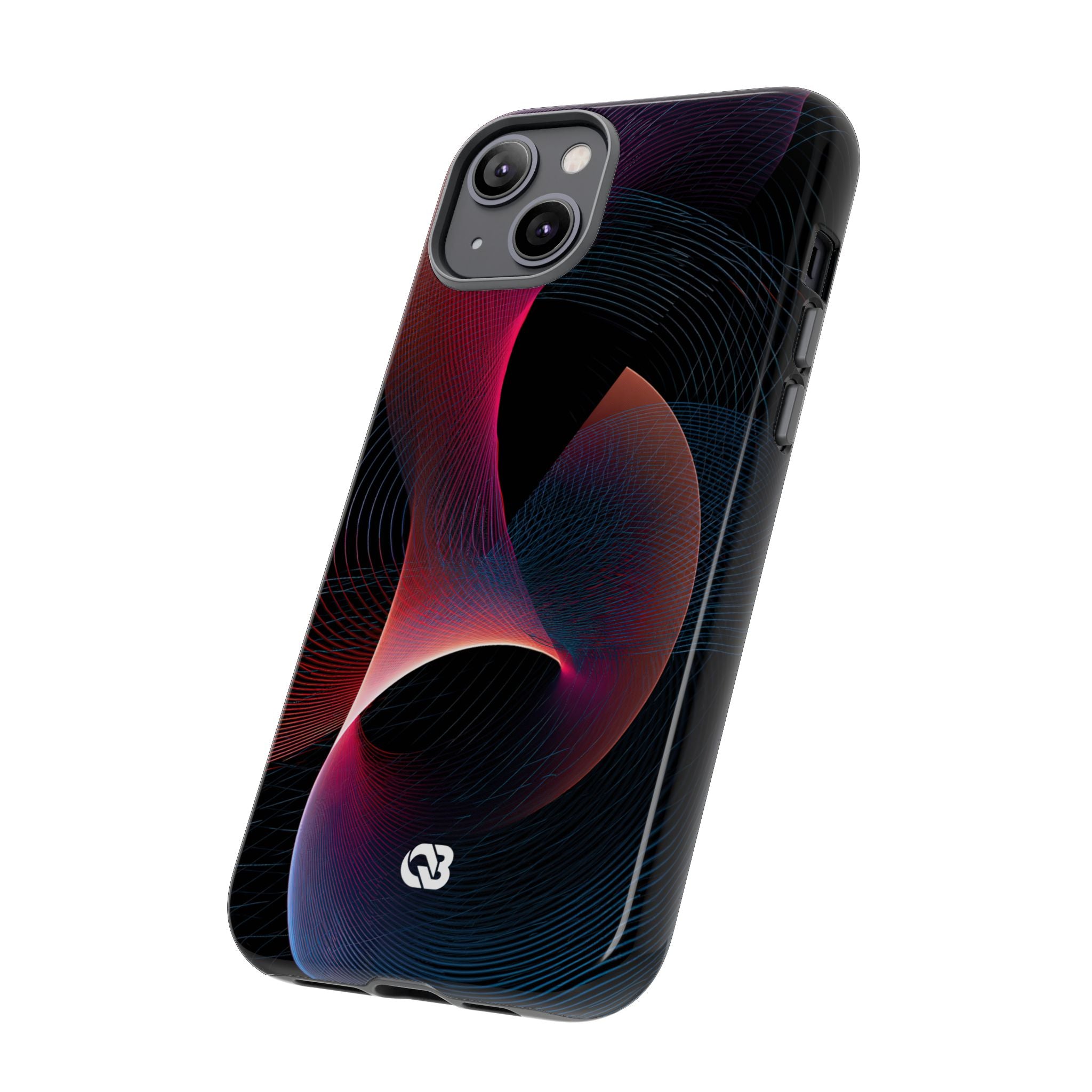 Black Tough Phone Case for iPhone - Cobalt Crimson Flux