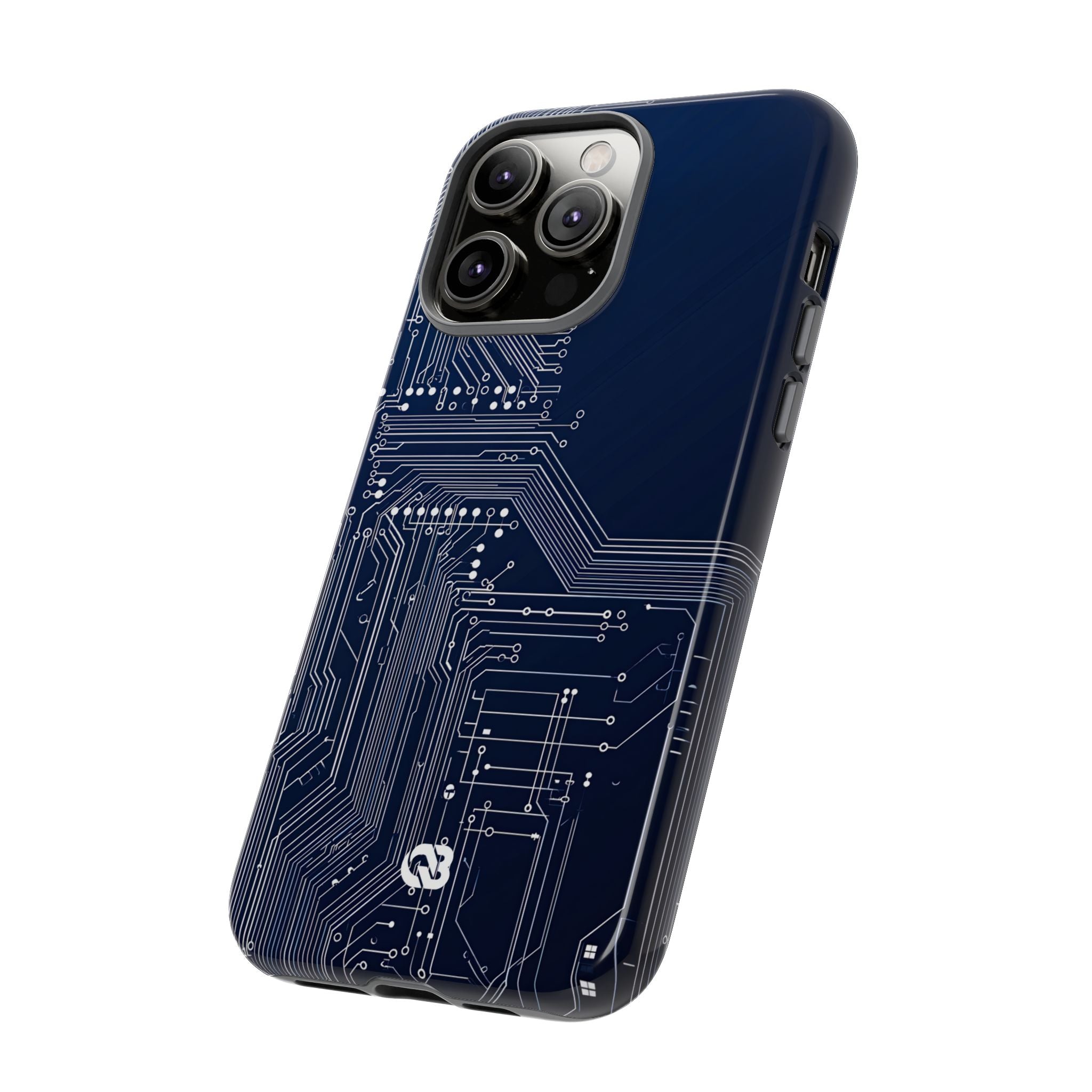 Blue Tough Phone Case for iPhone - Cobalt Data Stream