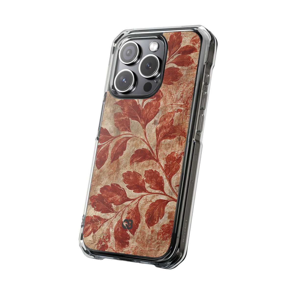 Terracotta Botanical Fresco · Clear Impact Magnetic Phone Case for iPhone · Red