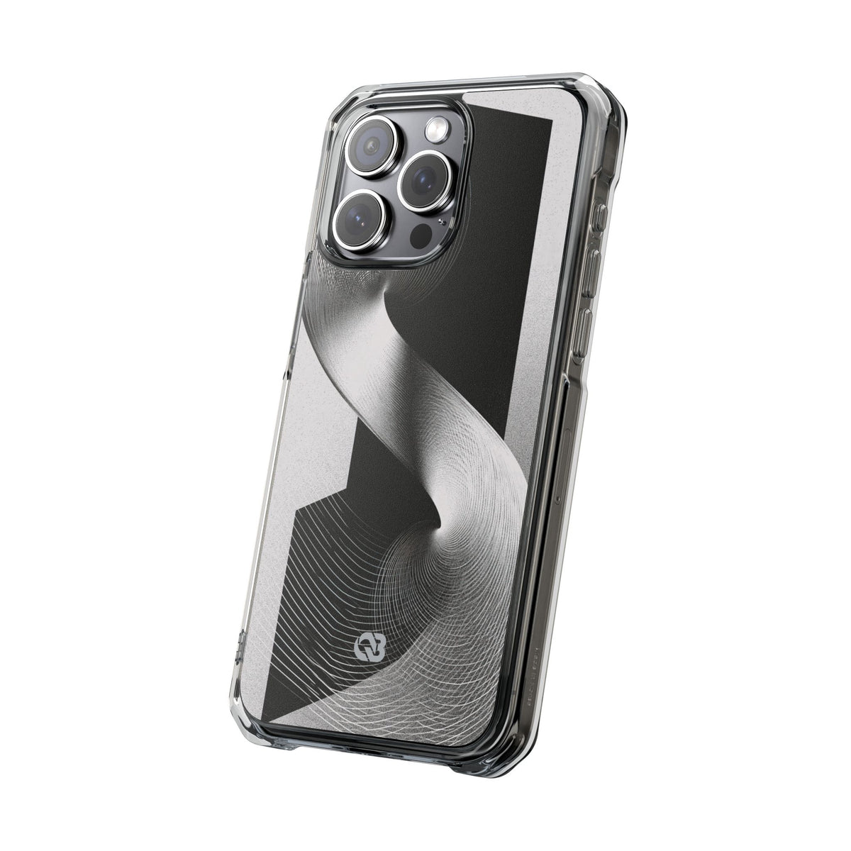 Grey Impact MagSafe Phone Case for iPhone - Obsidian Moiré Wave