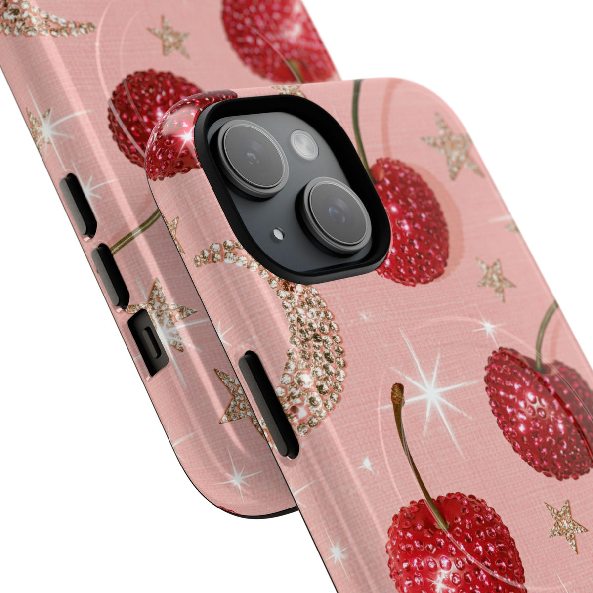 Bedazzled Ruby Cherries · Tough 2.0 Magnetic Phone Case for iPhone · Pink