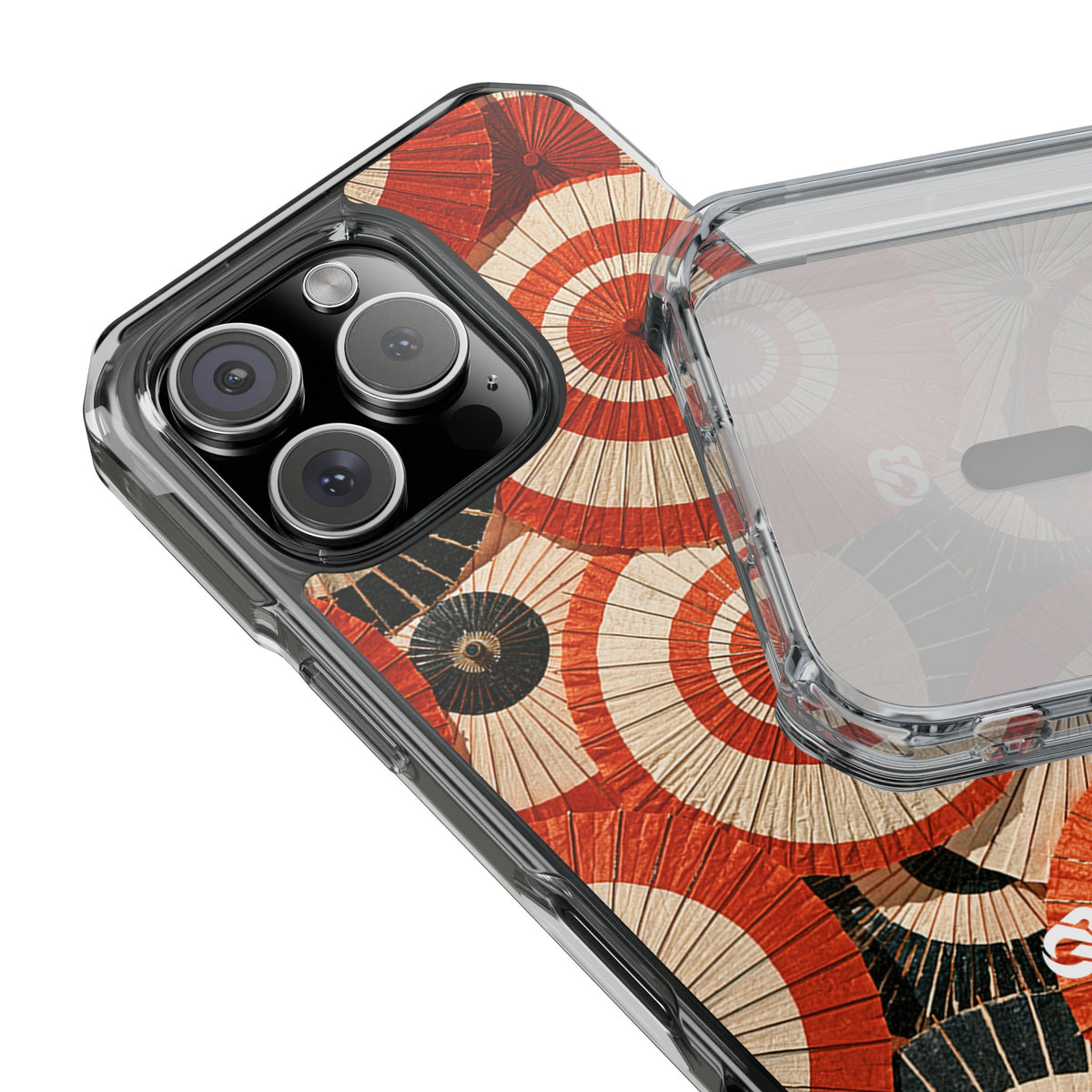 Vermilion Wagasa Motif · Clear Impact Magnetic Phone Case for iPhone · Red