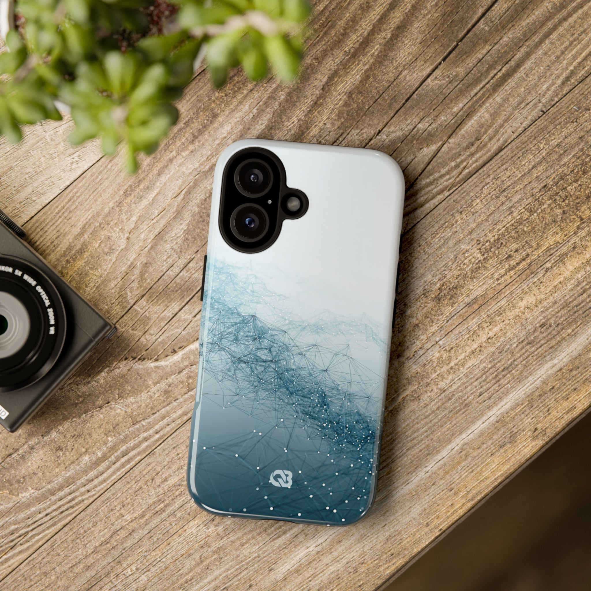 Teal Tough Phone Case for iPhone - Cyan Vector Lattice
