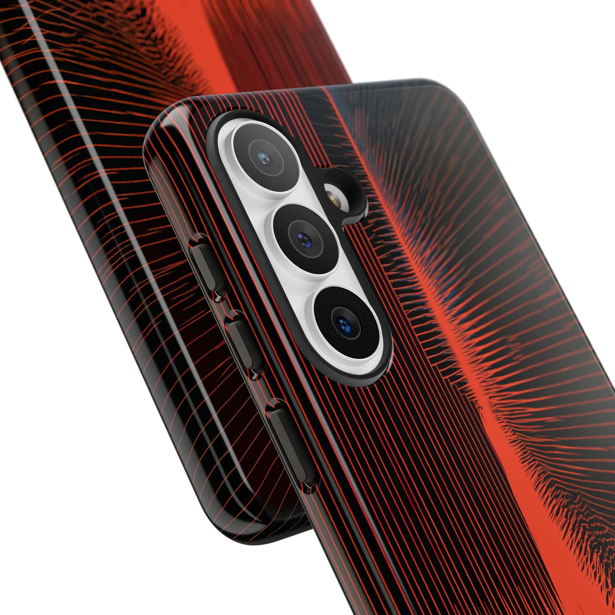 Red Tough Phone Case for Samsung - Crimson Frequency Pulse