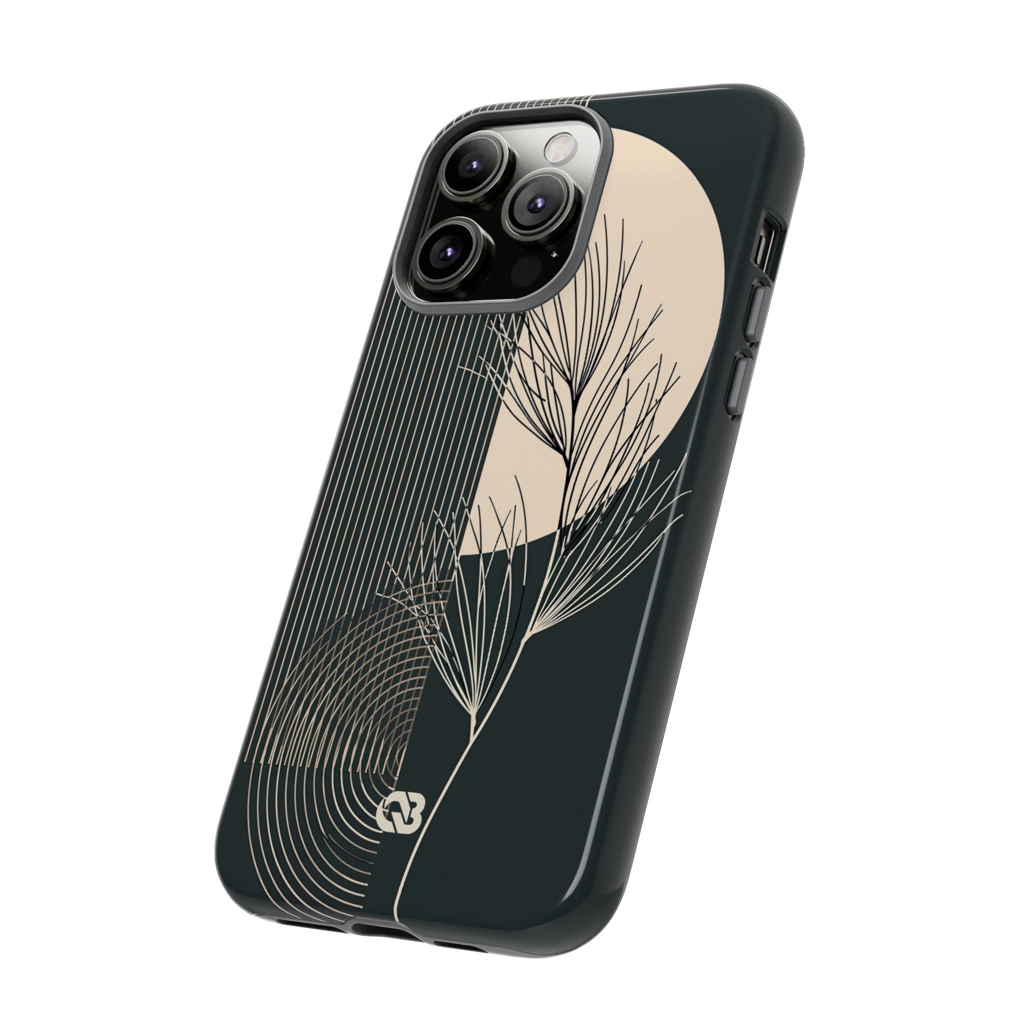 Black Tough Phone Case for iPhone - Obsidian Sand Willow