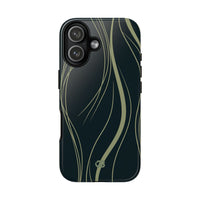 Green Tough Phone Case for iPhone - Obsidian Sage Flow