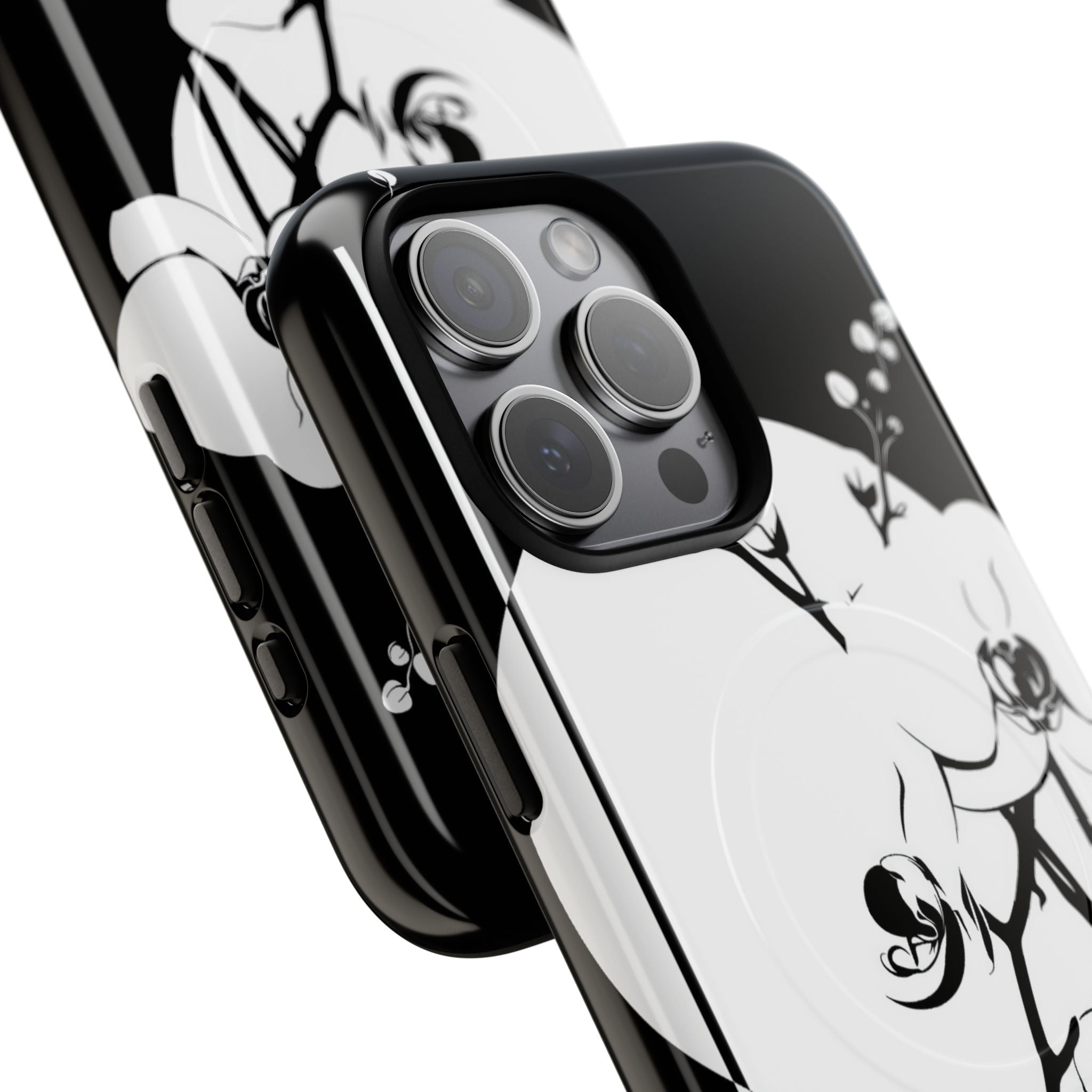 Black Tough 2.0 Magsafe Phone Case for iPhone - Lunar Orchid Grid