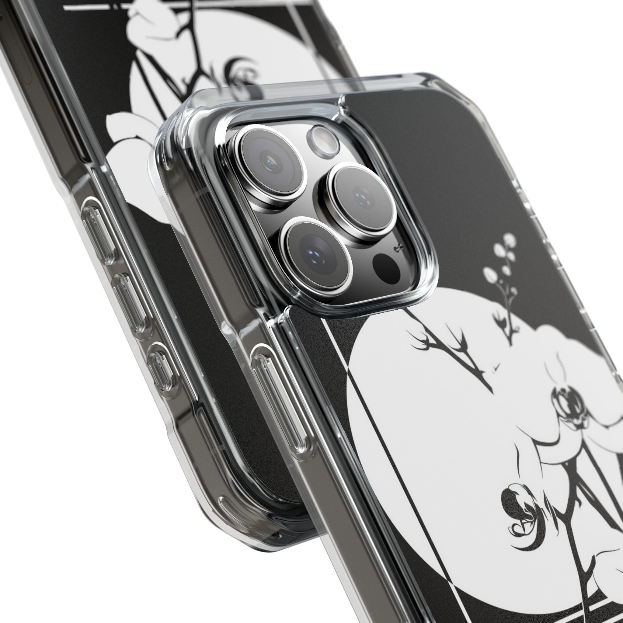 Black Impact MagSafe Phone Case for iPhone - Lunar Orchid Grid