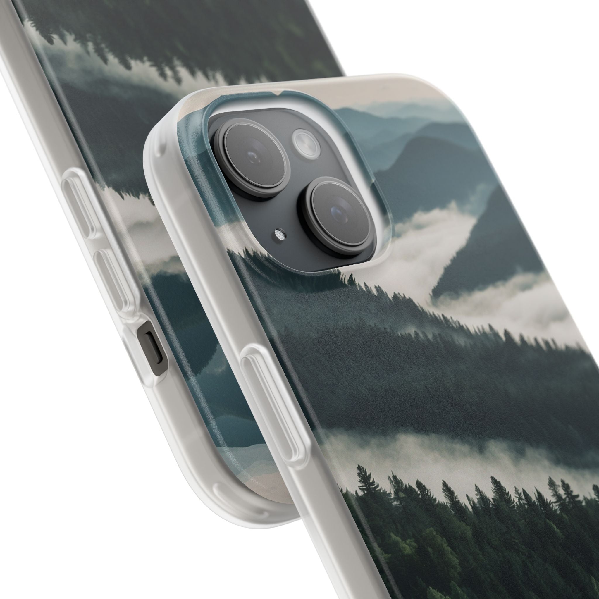 Misty Pine Peaks · Soft Hoesje voor iPhone