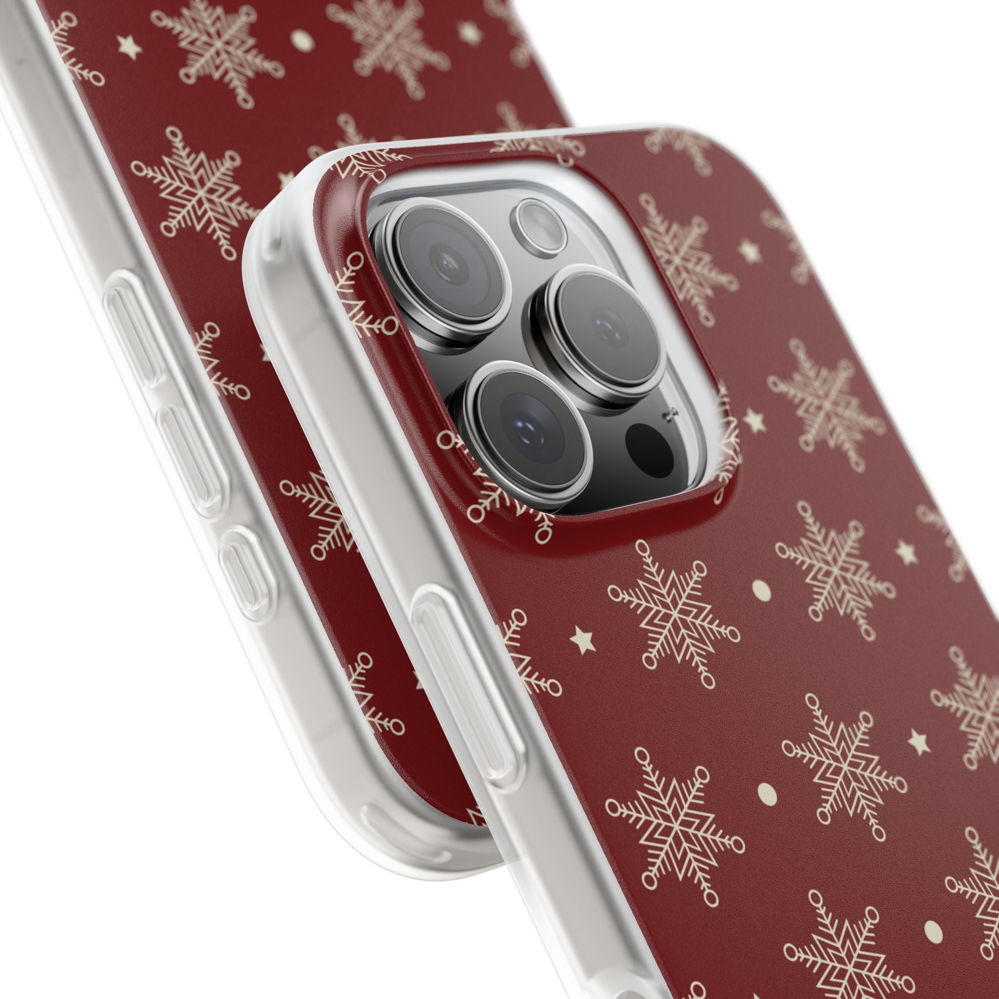 Creme Schneeflocke Crimson iPhone 16 Pro Case - Soft