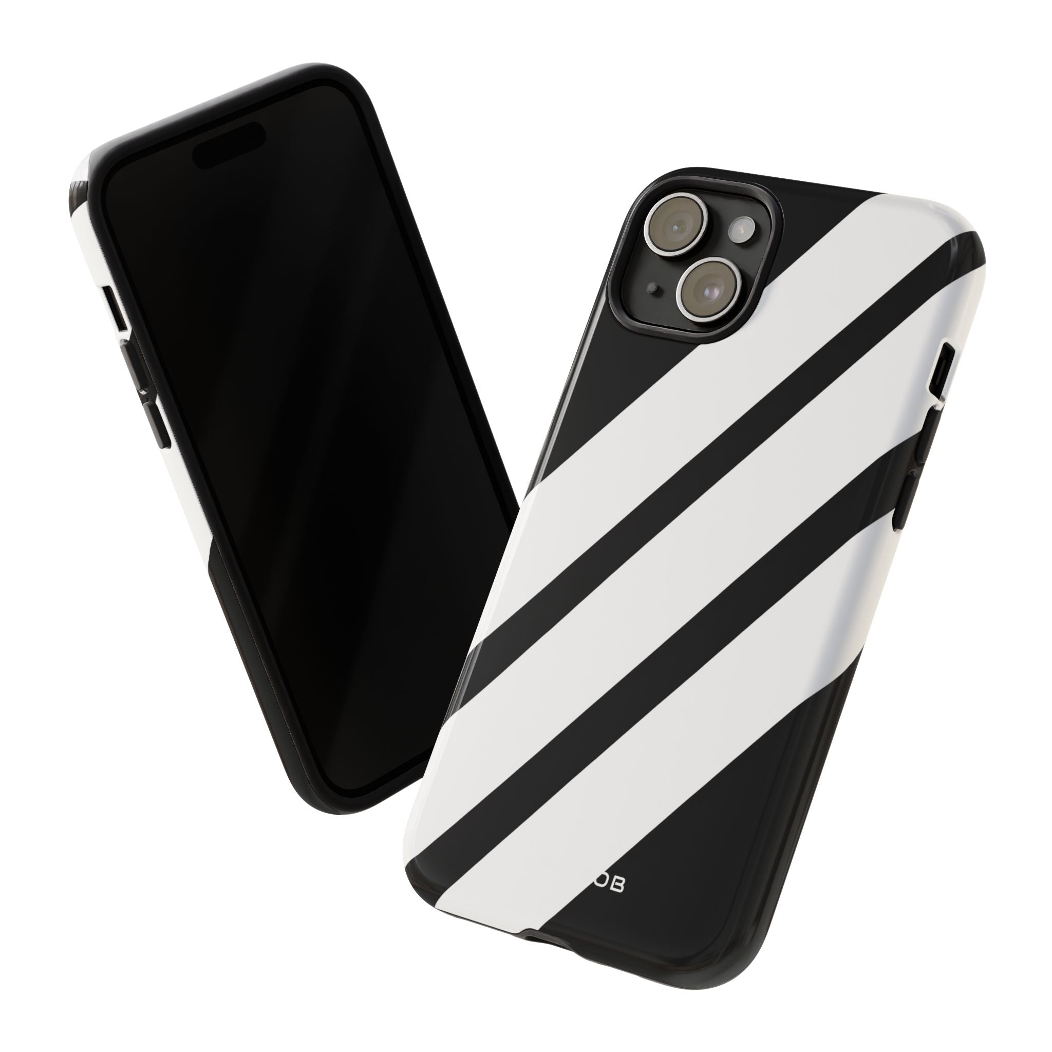 Diagonal Bands Noir iPhone 15 Plus Case - Tough