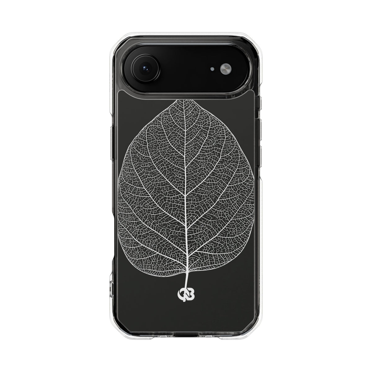 Monochrome Leaf Skeleton · Clear Impact Magnetic Phone Case for iPhone · Black