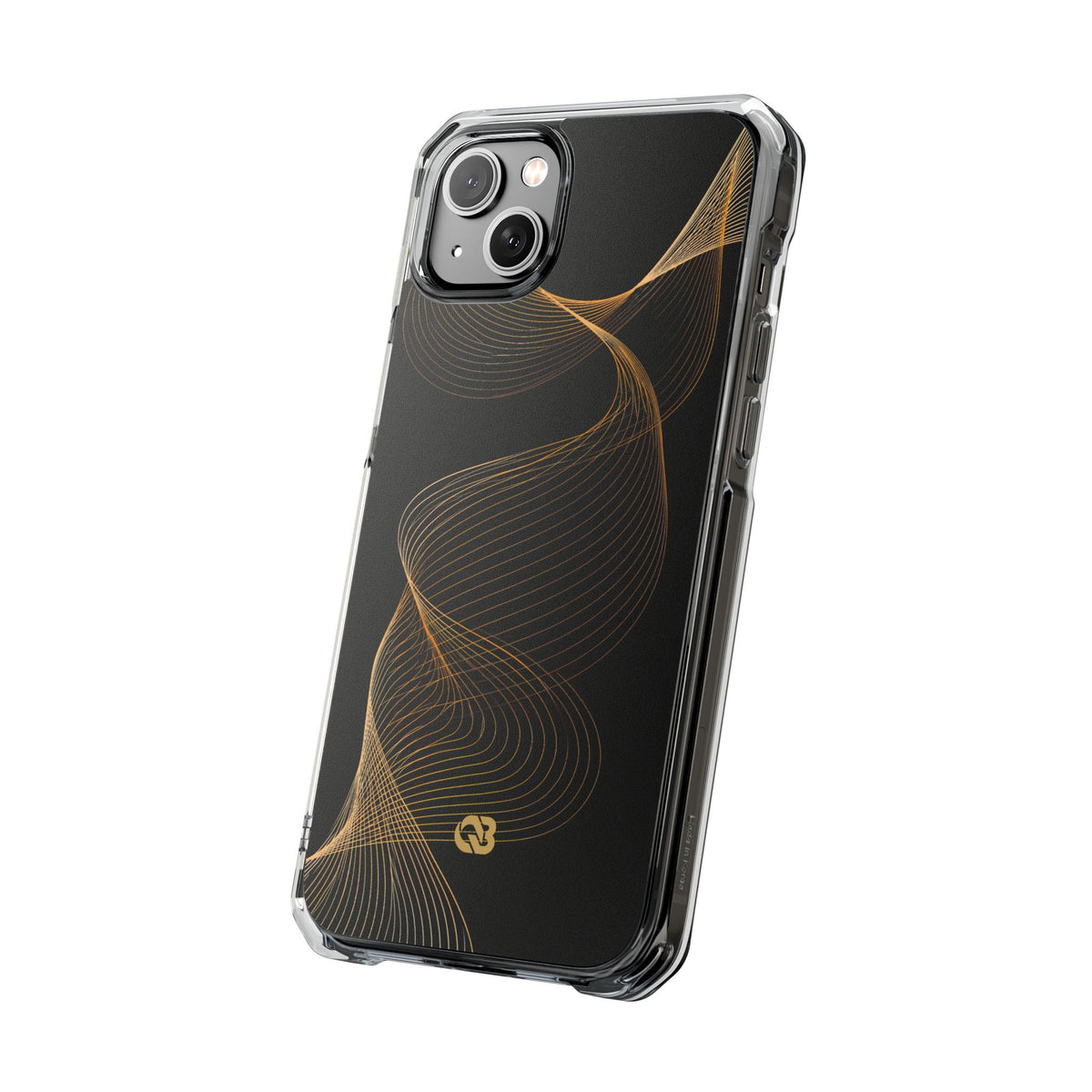 Golden Contour Flow · Clear Impact Magnetic Phone Case for iPhone · Black