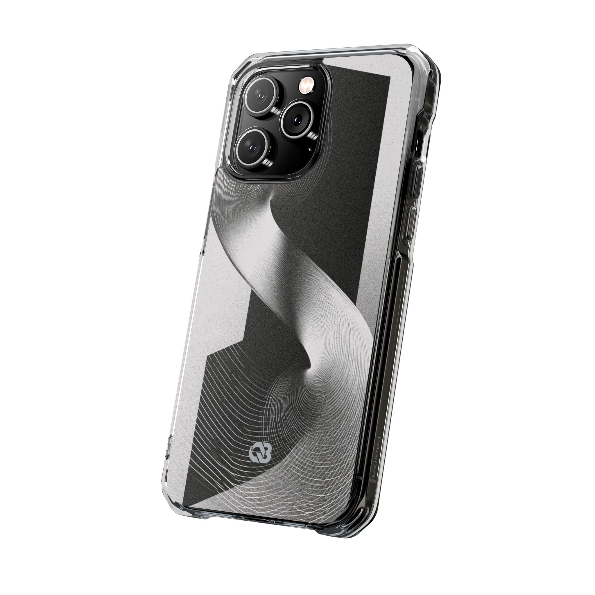 Grey Impact MagSafe Phone Case for iPhone - Obsidian Moiré Wave