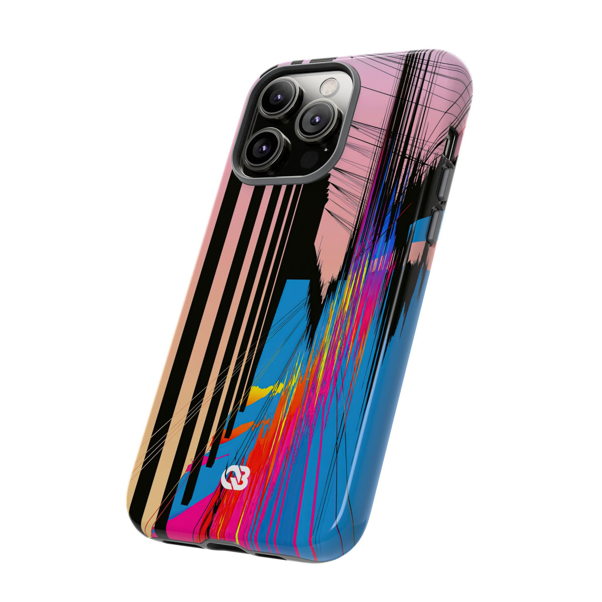Blue Tough Phone Case for iPhone - Fractured Data Skyline