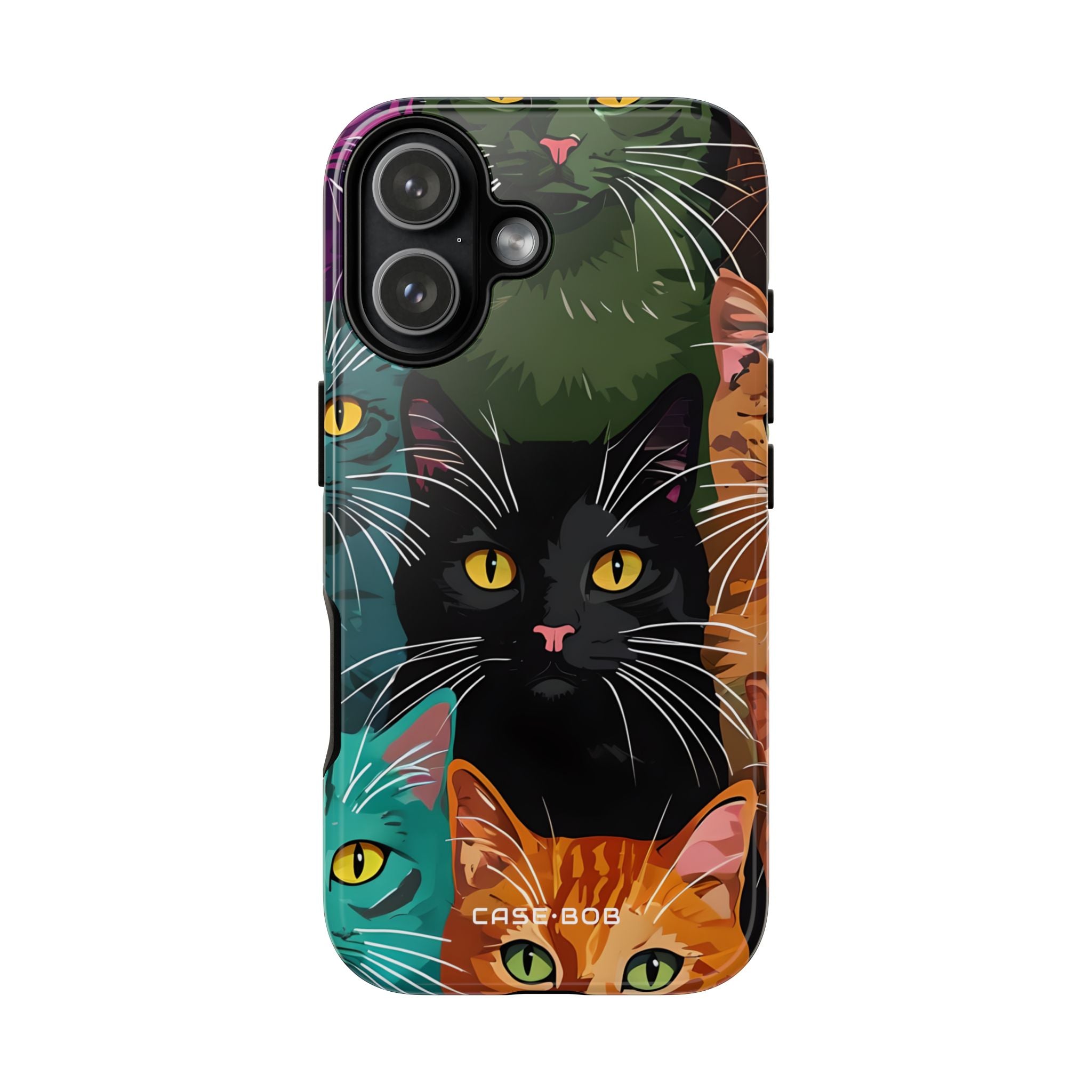 Teal Cat Grid iPhone 17 Case - Tough - CASE•BOB
