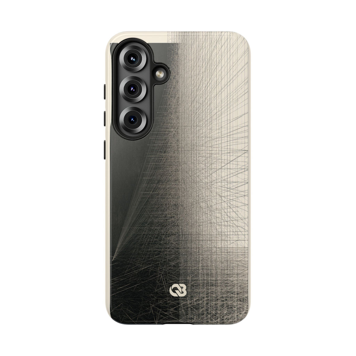 Beige Tough Phone Case for Samsung - Brutalist Graphite Grid