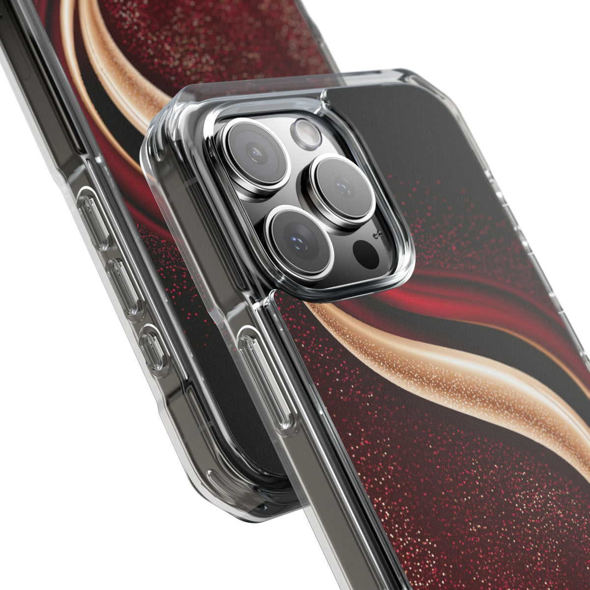Gilded Crimson Flow · Clear Impact Magnetic Phone Case for iPhone · Red