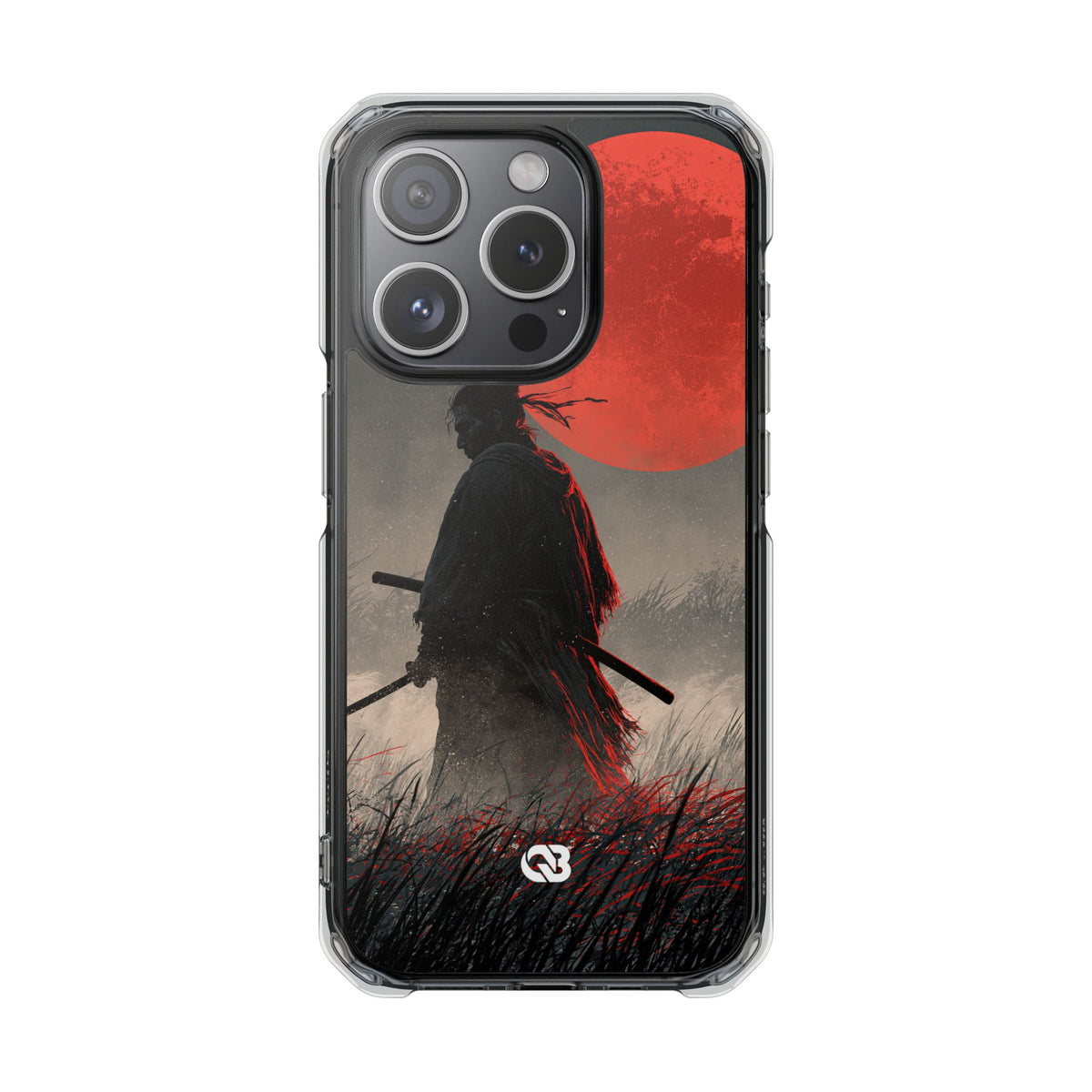 Crimson Moon Ronin · Clear Impact Magnetic Phone Case for iPhone · Black