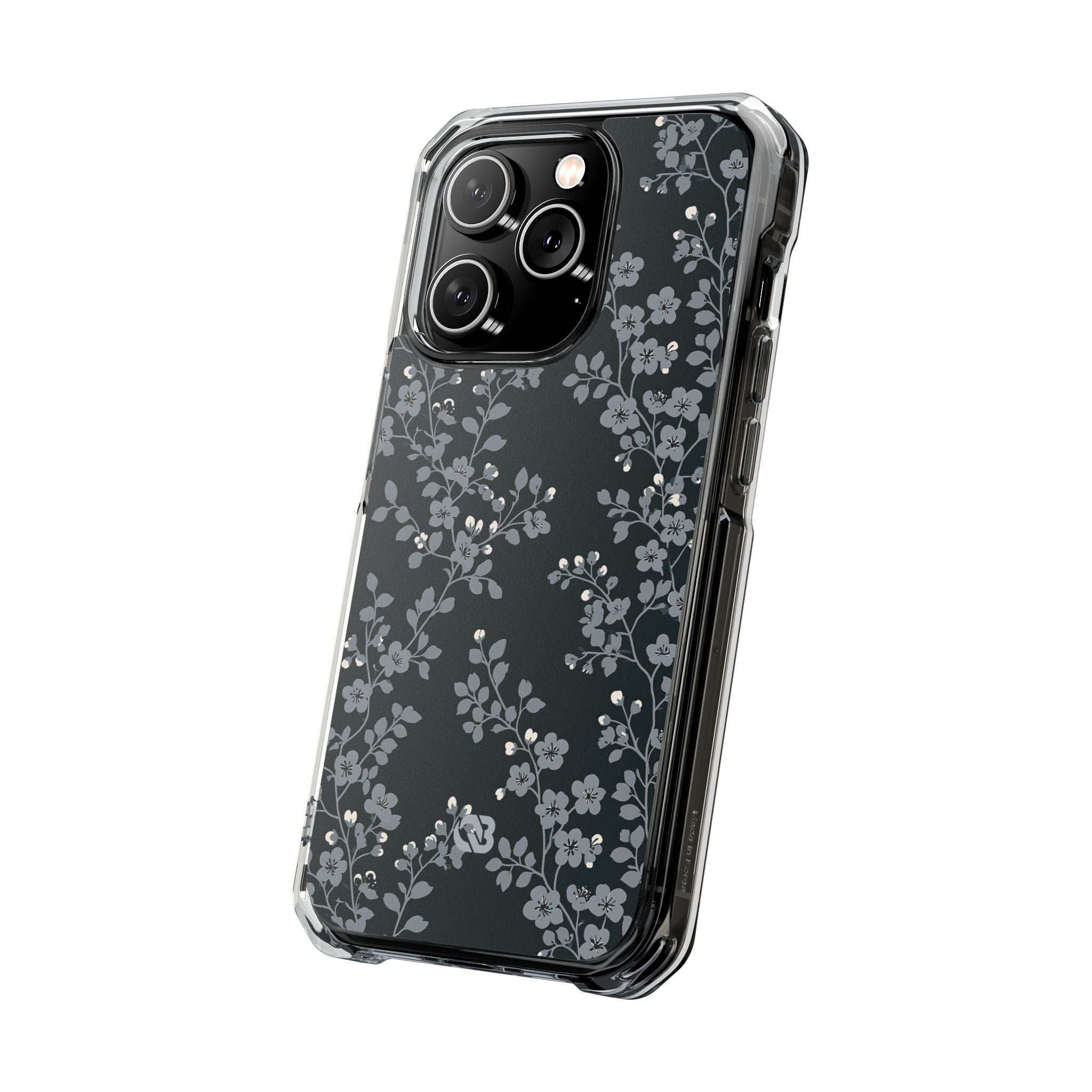 Black Impact MagSafe Phone Case for iPhone - Midnight Slate Blossom