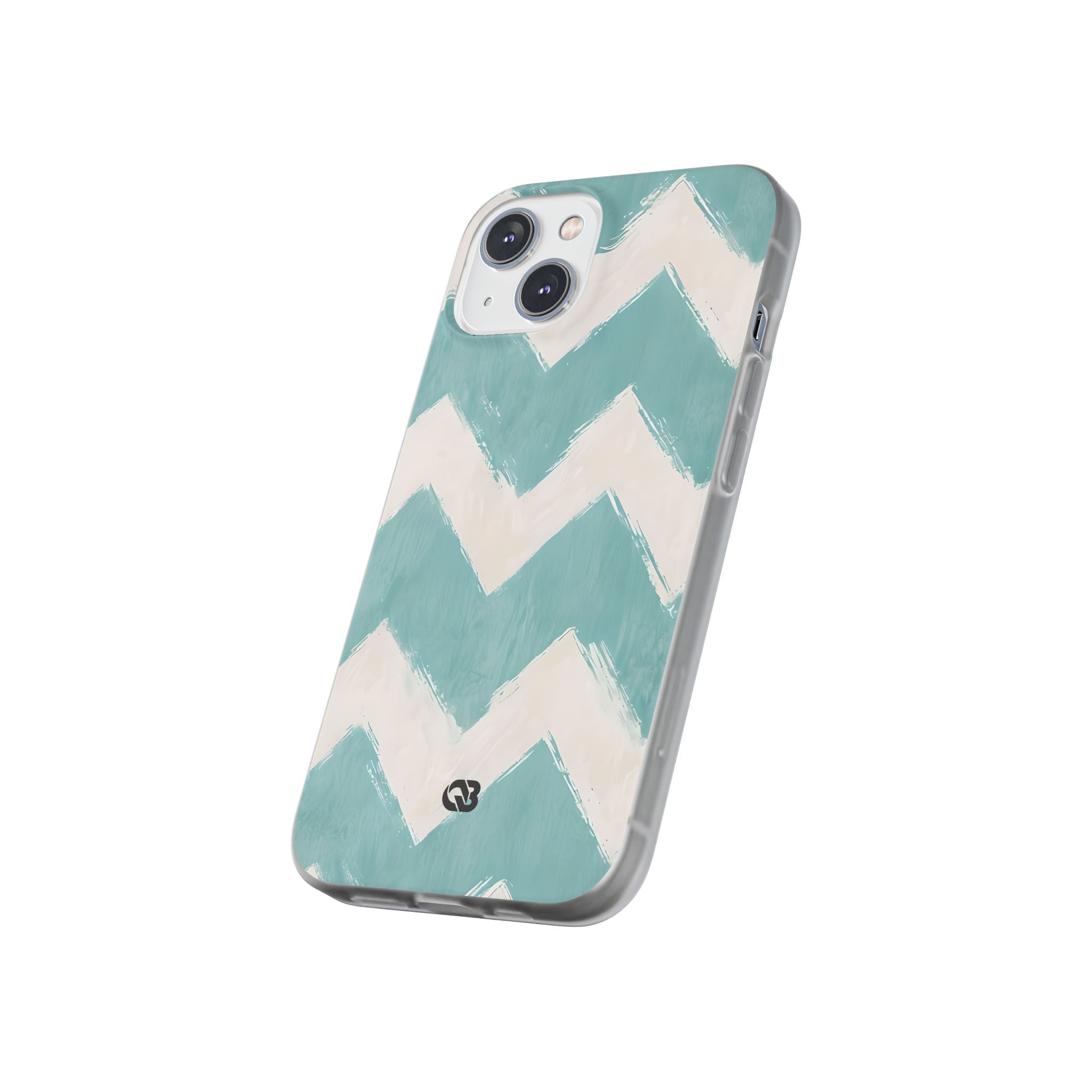 Teal Painted Chevron · Soft Phone Case for iPhone