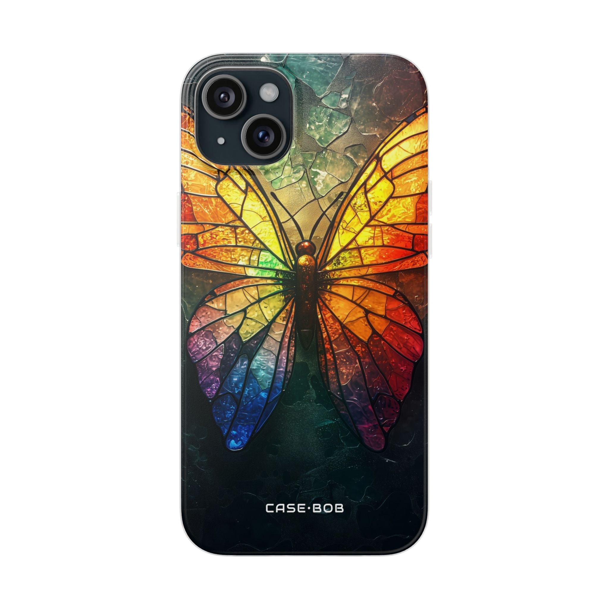 Buntglas-Schmetterling iPhone 15 Plus Case - Soft