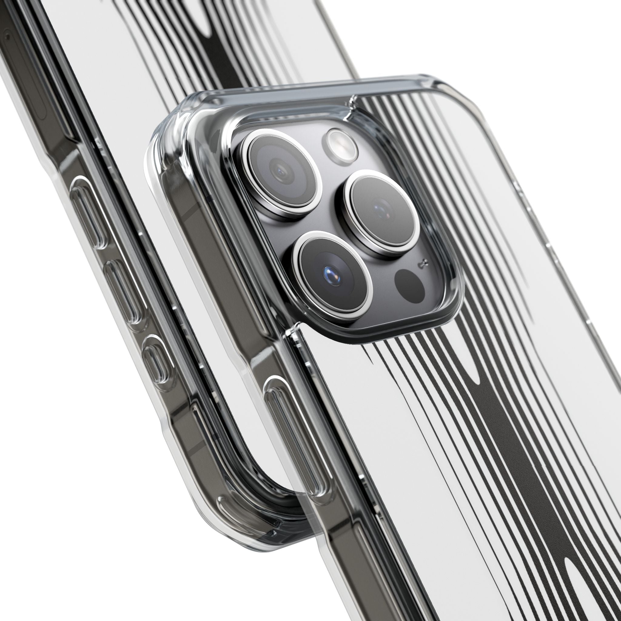 White Impact MagSafe Phone Case for iPhone - Kinetic Mono Distortion