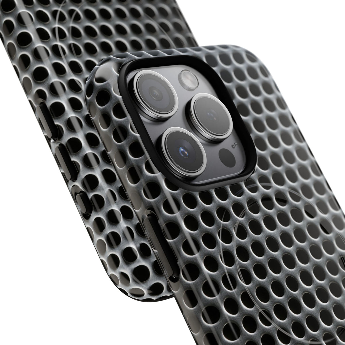 Silver Tough 2.0 Magsafe Phone Case for iPhone - Brutalist Steel Mesh