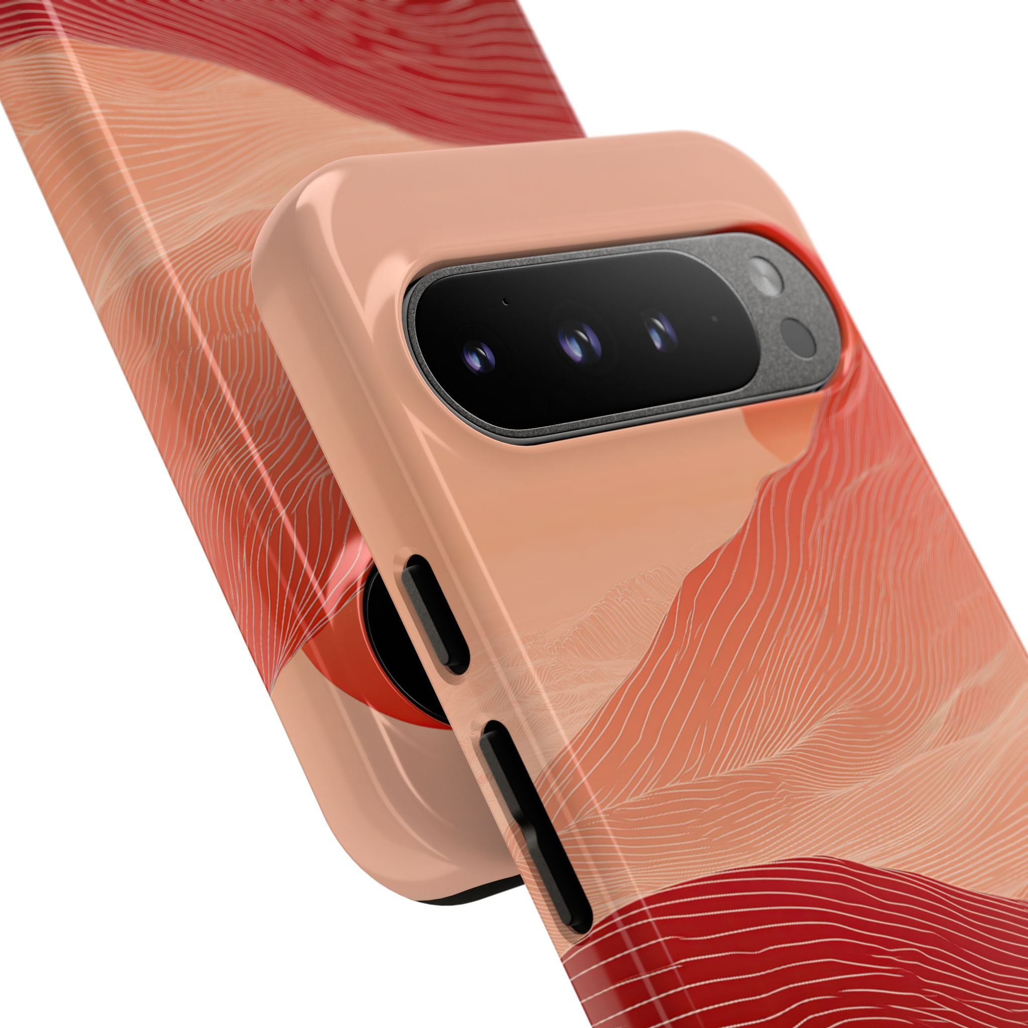 Red Tough Phone Case for Google Pixel - Crimson Ridge Lines