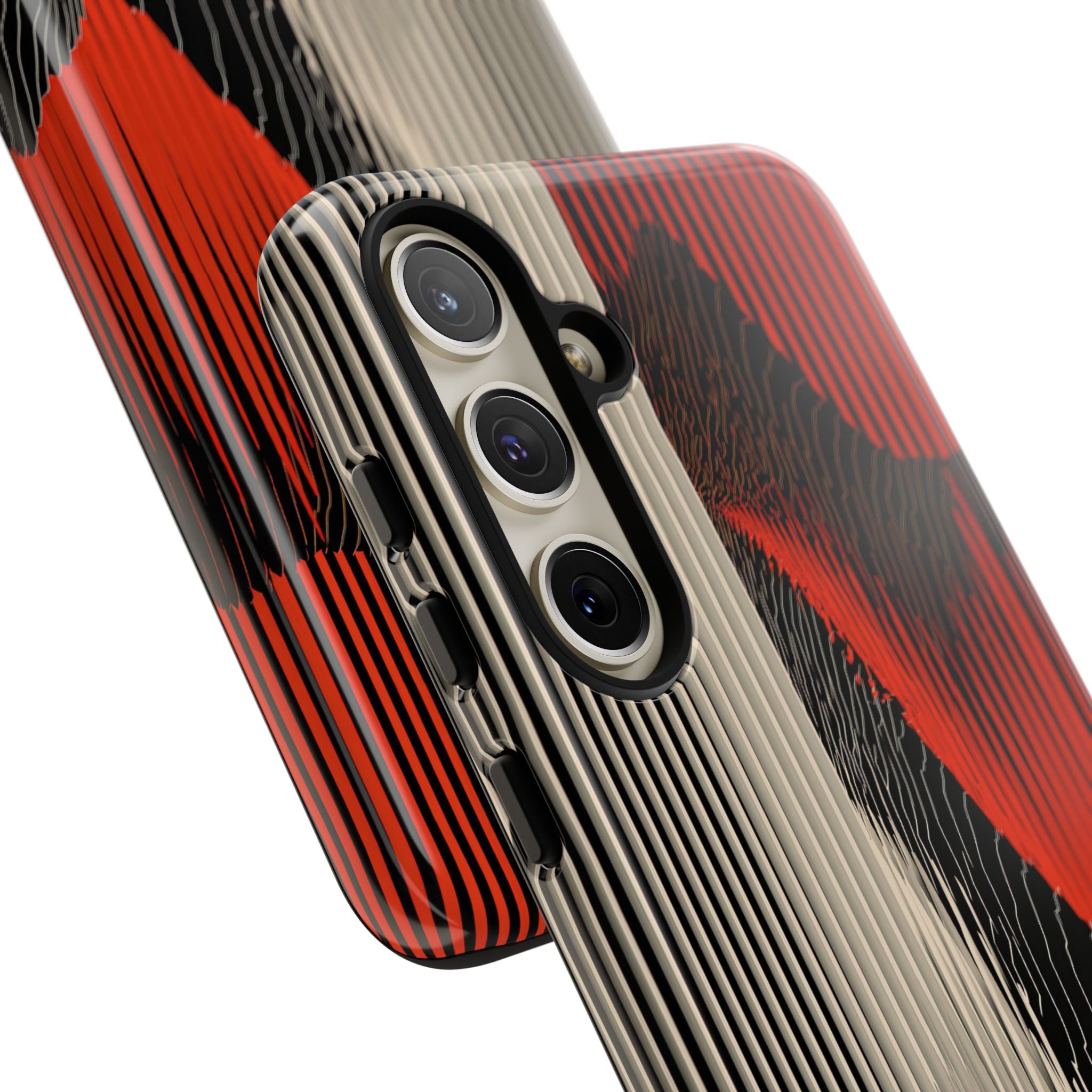 Red Tough Phone Case for Samsung - Crimson Pulse Topo