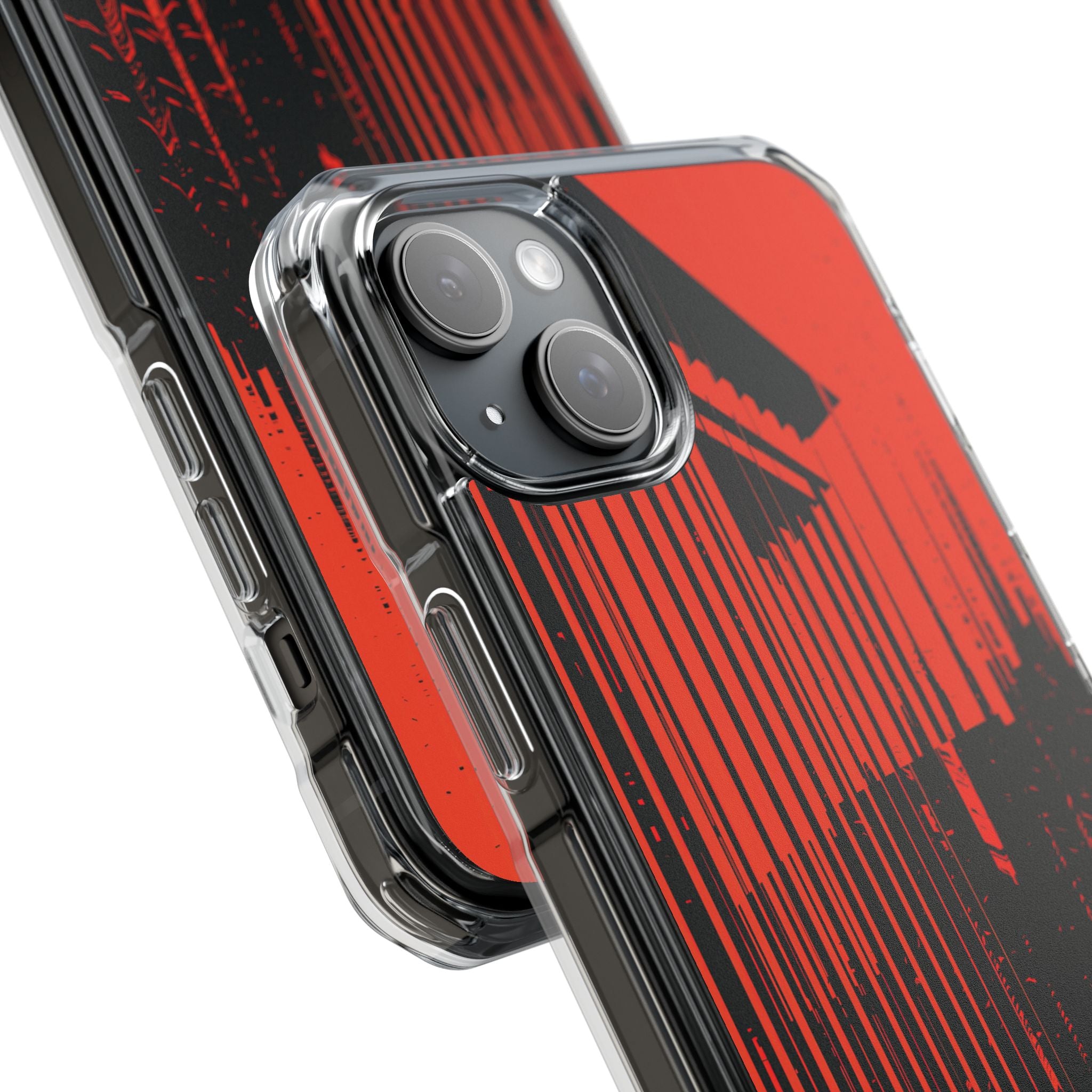 Red Impact MagSafe Phone Case for iPhone - Crimson Brutalist Distortion