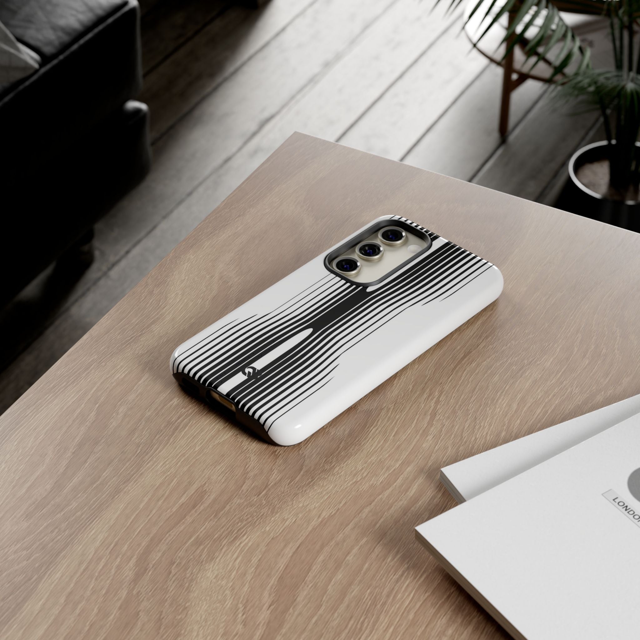 White Tough Phone Case for Samsung - Kinetic Mono Distortion