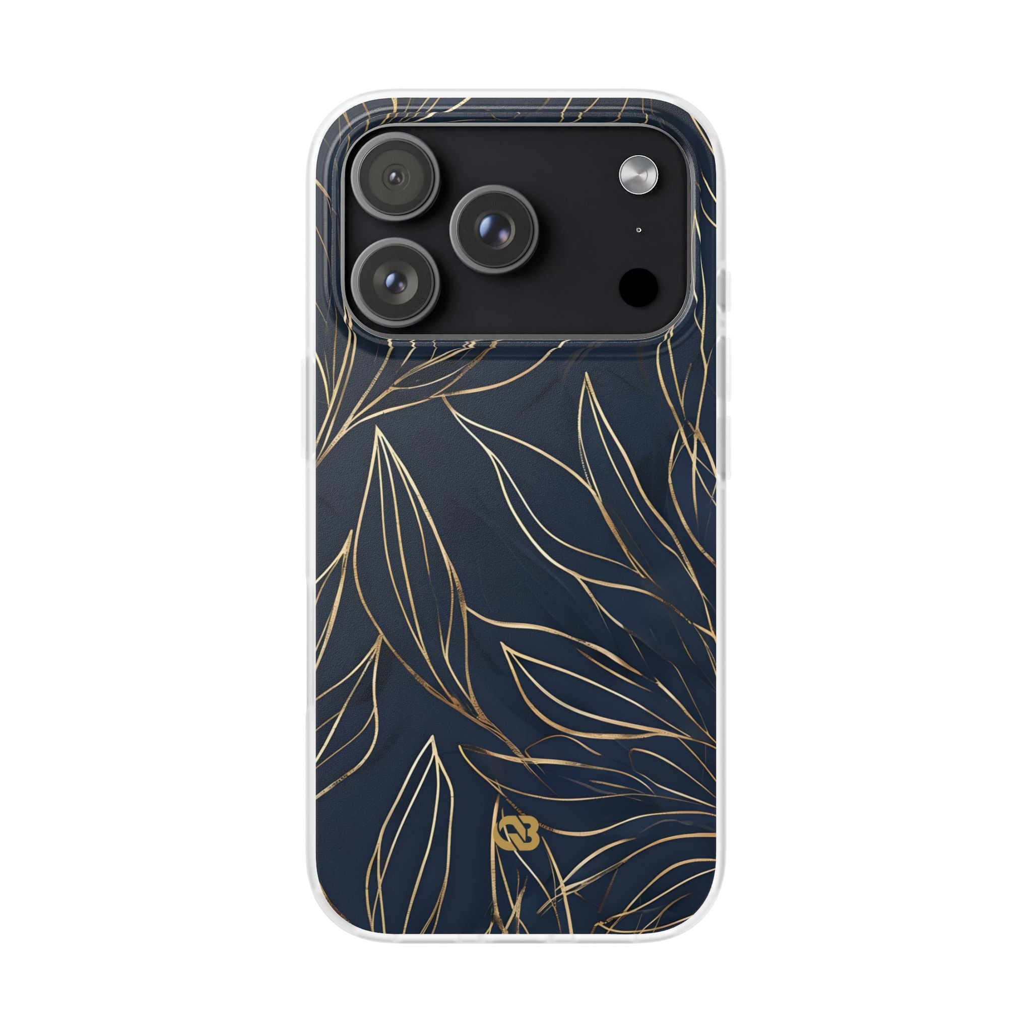 Gilded Navy Foliage · Soft Phone Case for iPhone