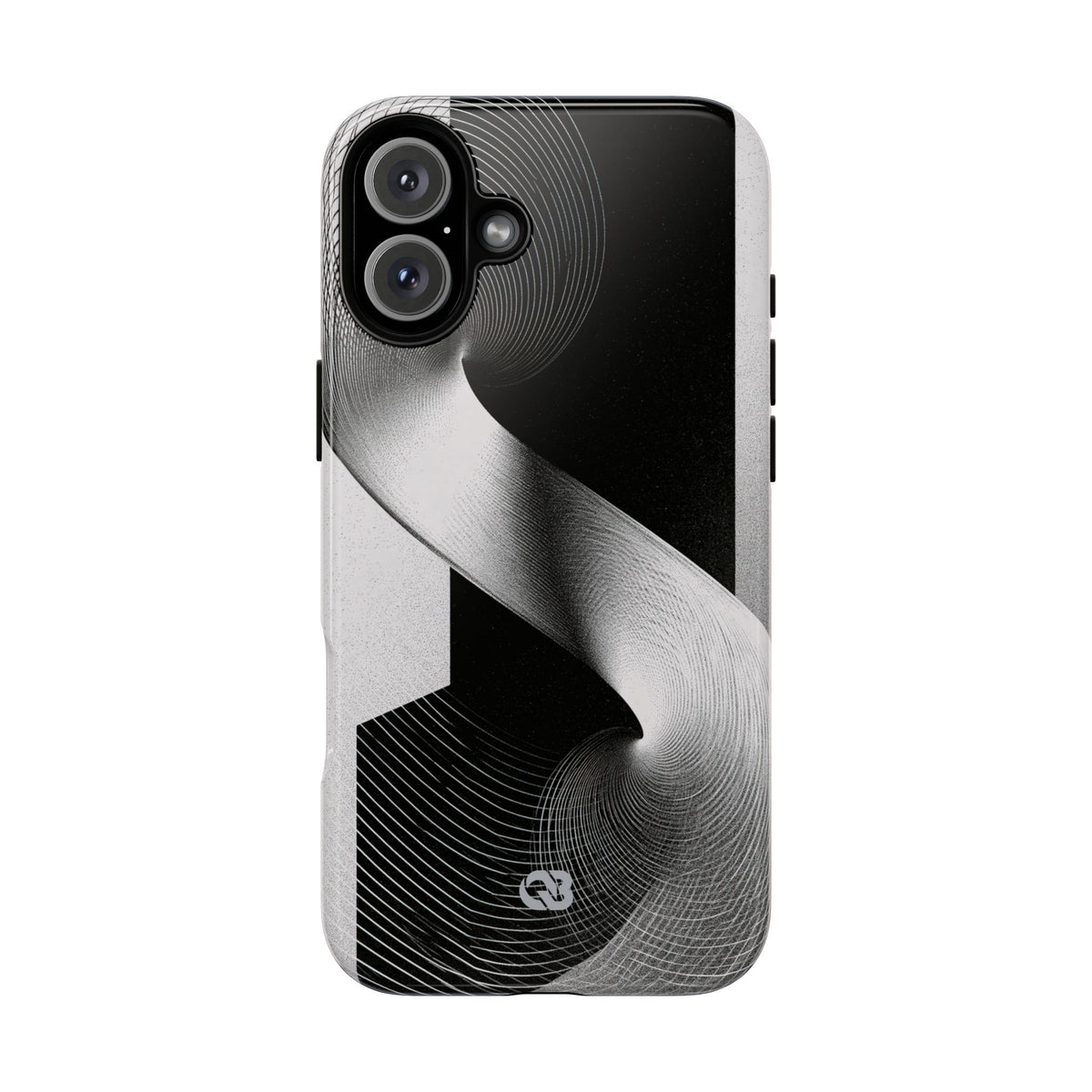 Grey Tough Phone Case for iPhone - Obsidian Moiré Wave
