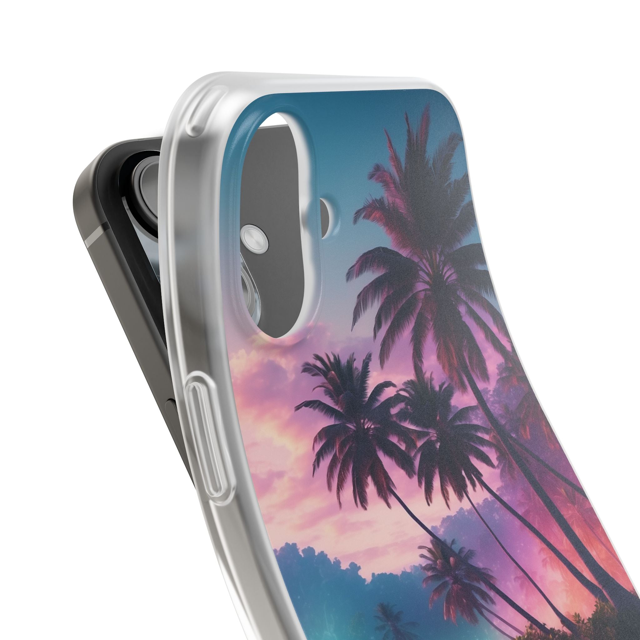 Neon Shore Palms · Soft Phone Case for iPhone