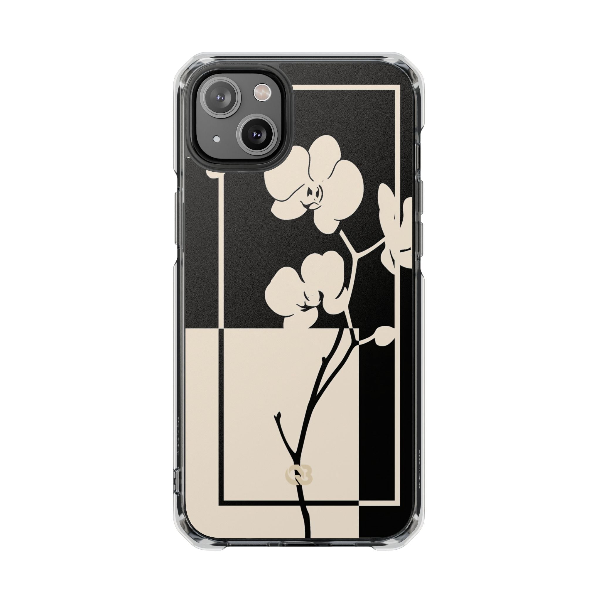 Beige Impact MagSafe Phone Case for iPhone - Nocturnal Orchid Frame
