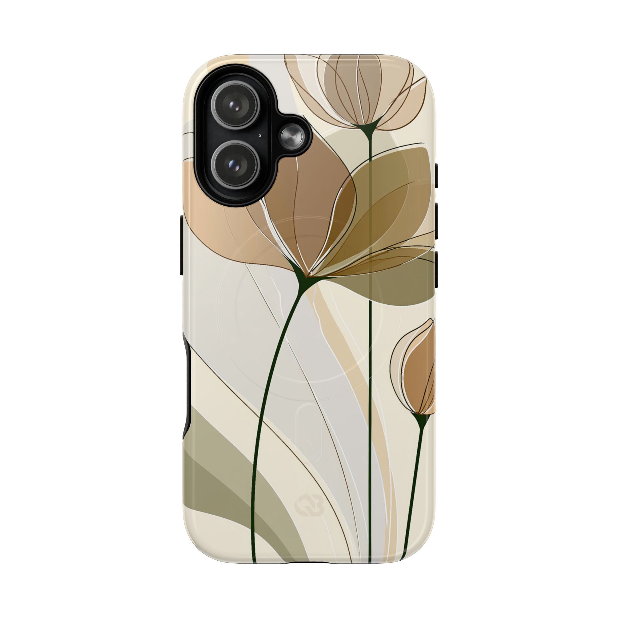 Beige Tough 2.0 Magsafe Phone Case for iPhone - Muted Ochre Petals