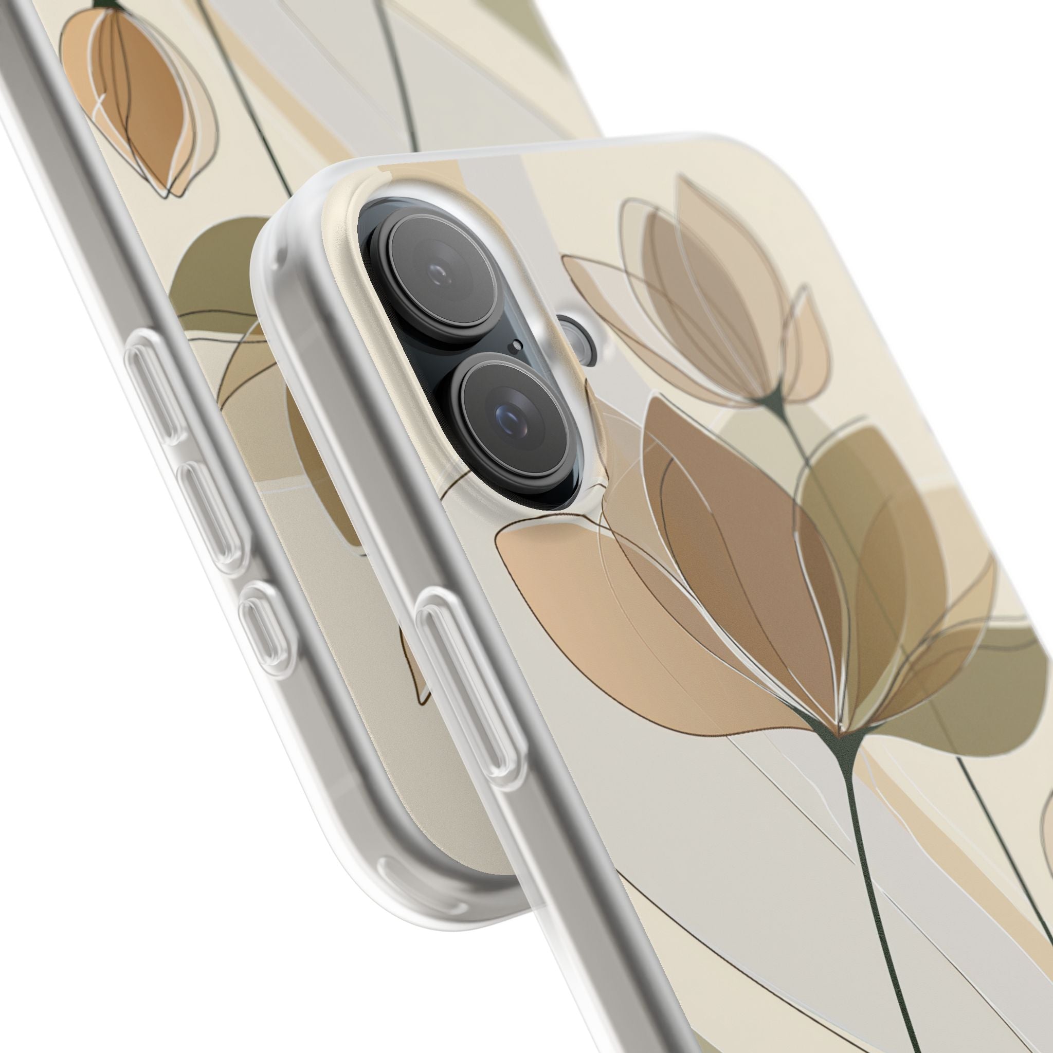 Beige Lite Phone Case for iPhone - Muted Ochre Petals
