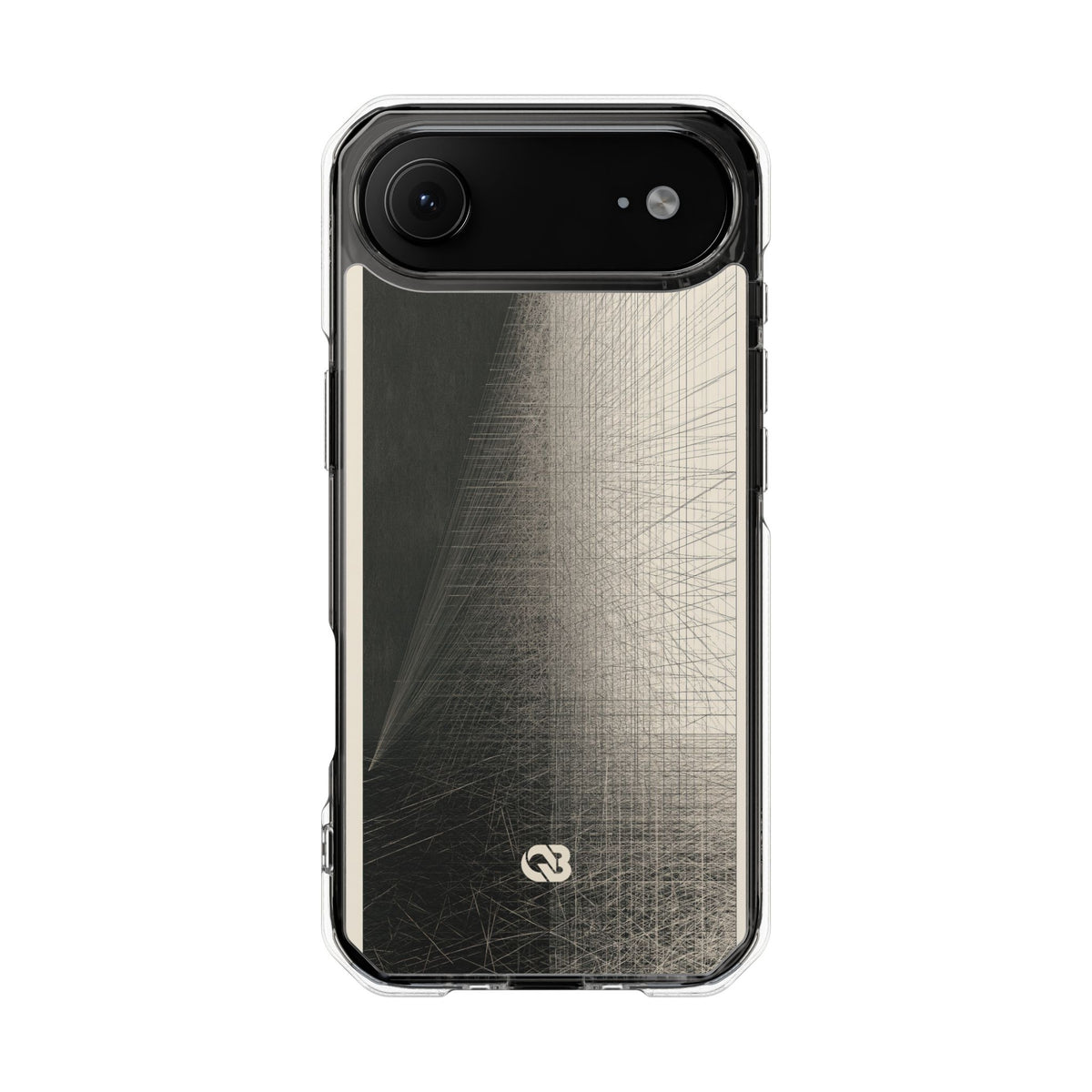 Beige Impact MagSafe Phone Case for iPhone - Brutalist Graphite Grid