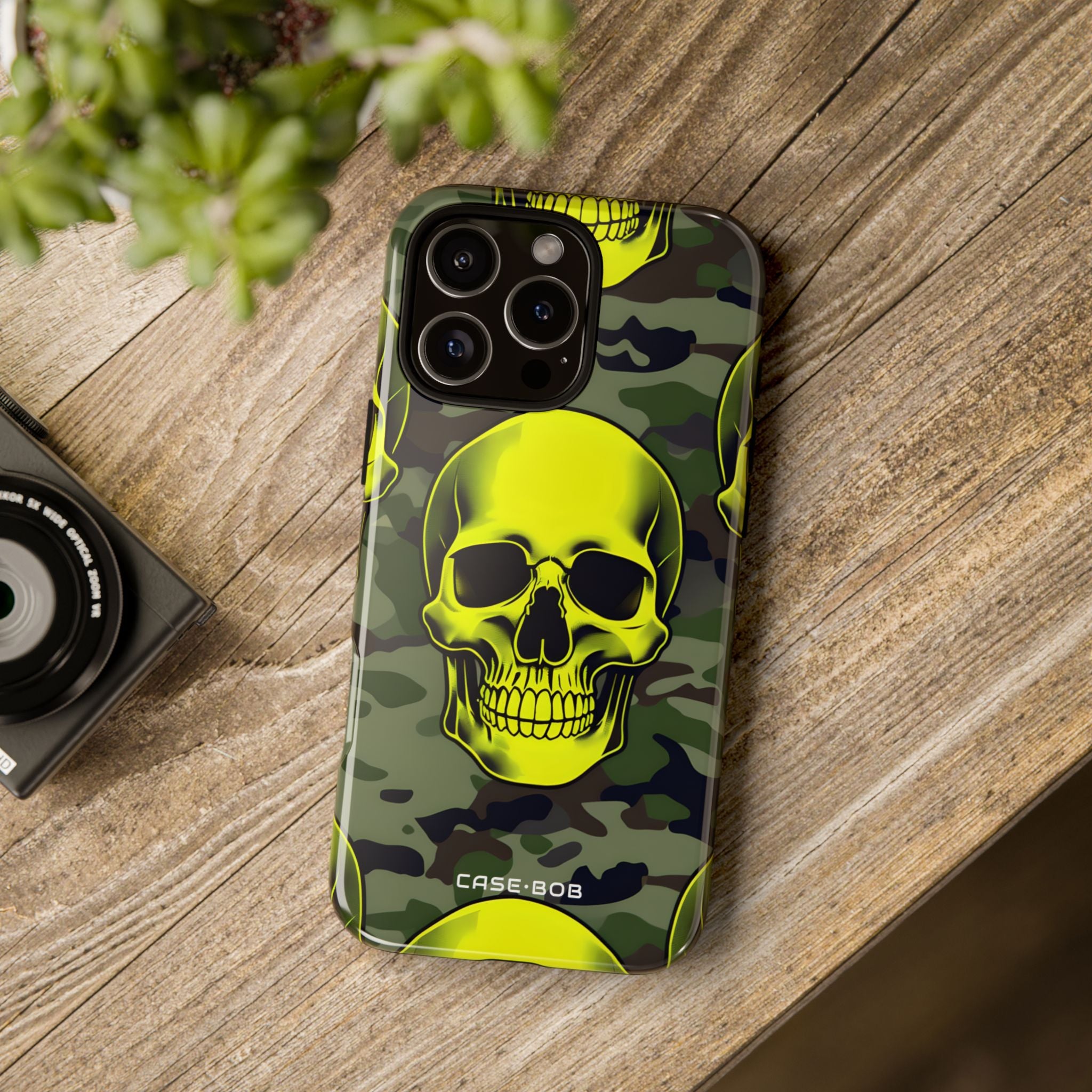 Neon Skull Camo iPhone 16 Pro Max Skal - Tough