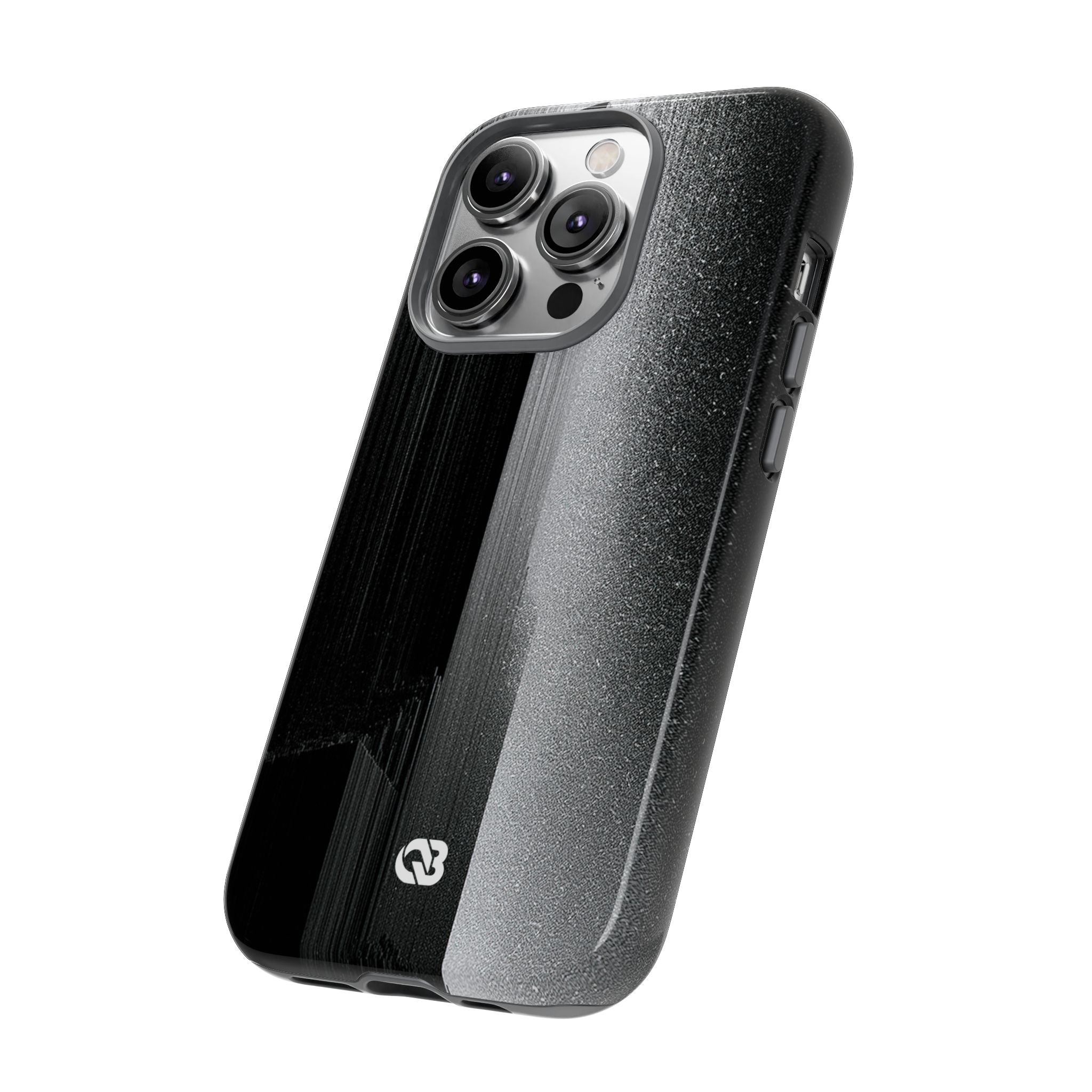 Black Tough Phone Case for iPhone - Brutalist Pixel Monolith