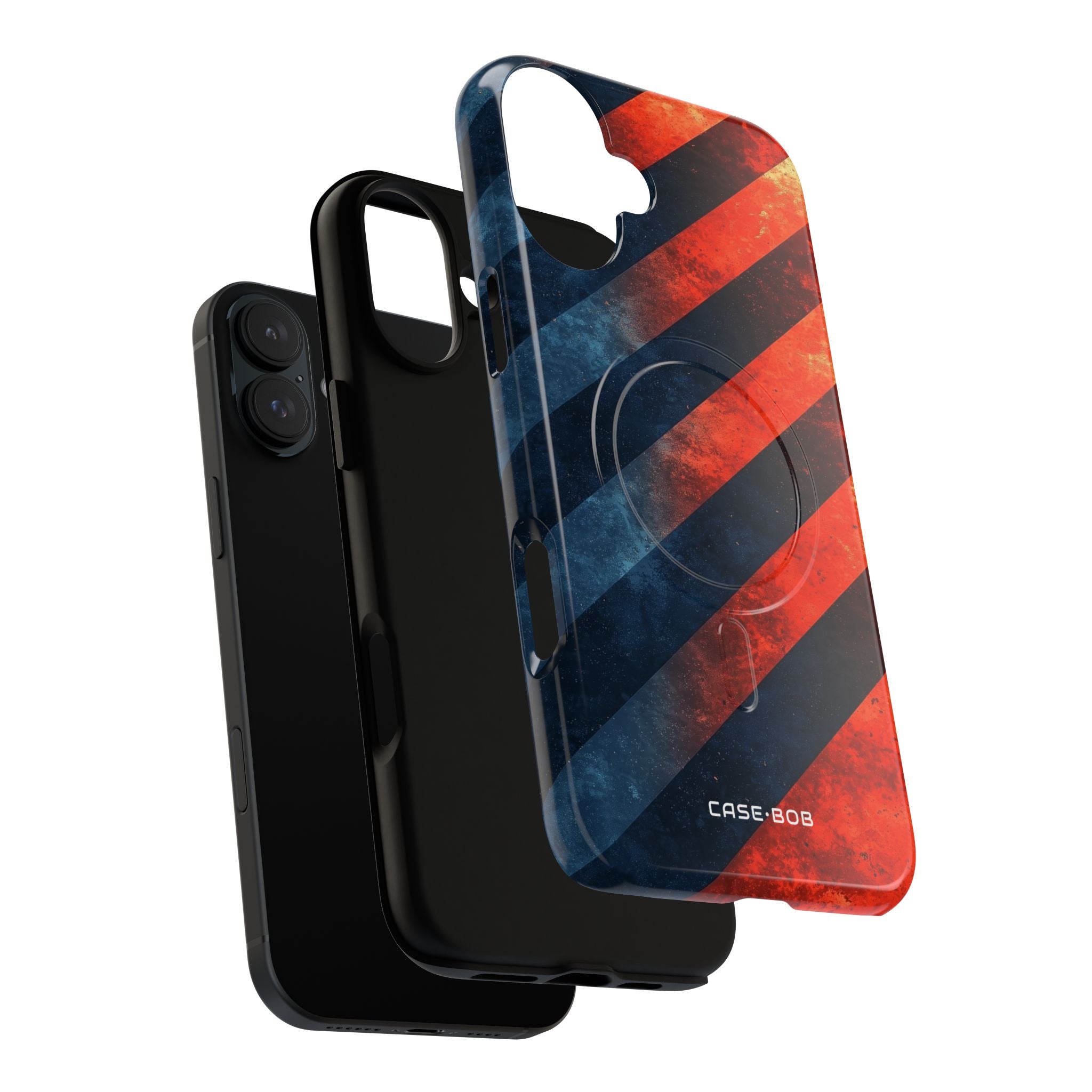 Diagonal Stripes Blaze iPhone 16 Plus Skal - Tough+