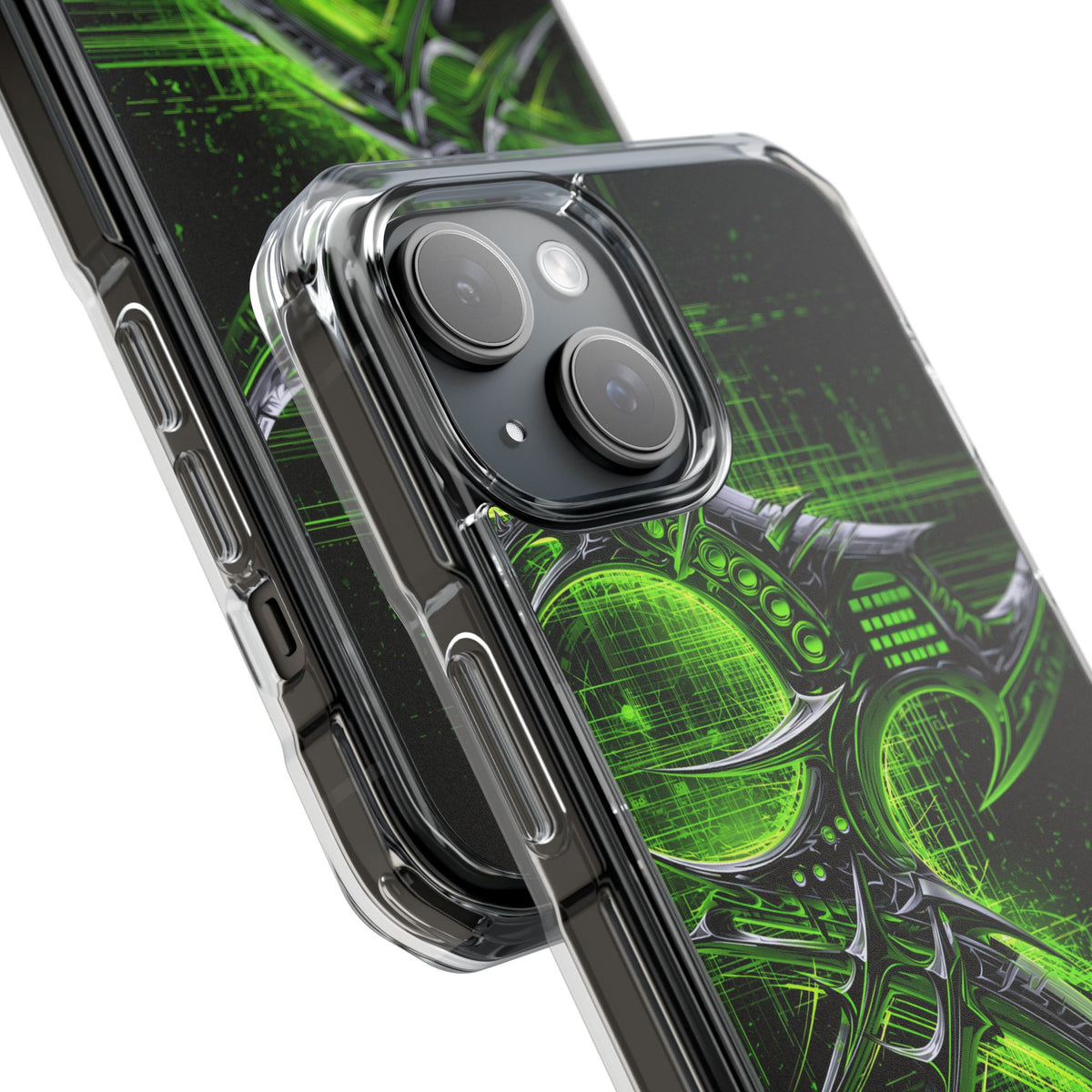 Cyber Sigil Grid · Clear Impact Magnetic Phone Case for iPhone · Green