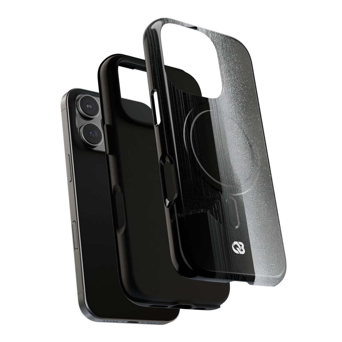 Black Tough 2.0 Magsafe Phone Case for iPhone - Brutalist Pixel Monolith