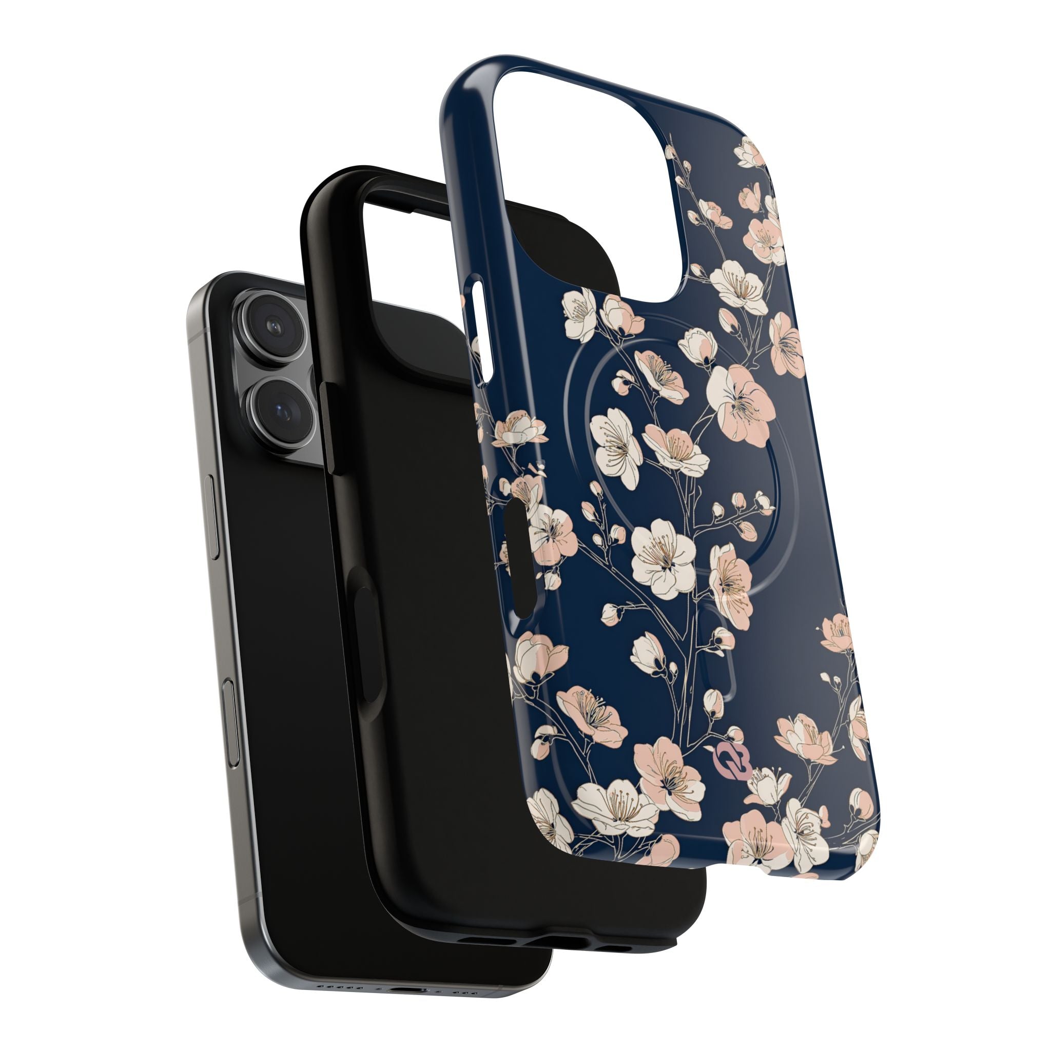 Blue Tough 2.0 Magsafe Phone Case for iPhone - Midnight Peach Sakura