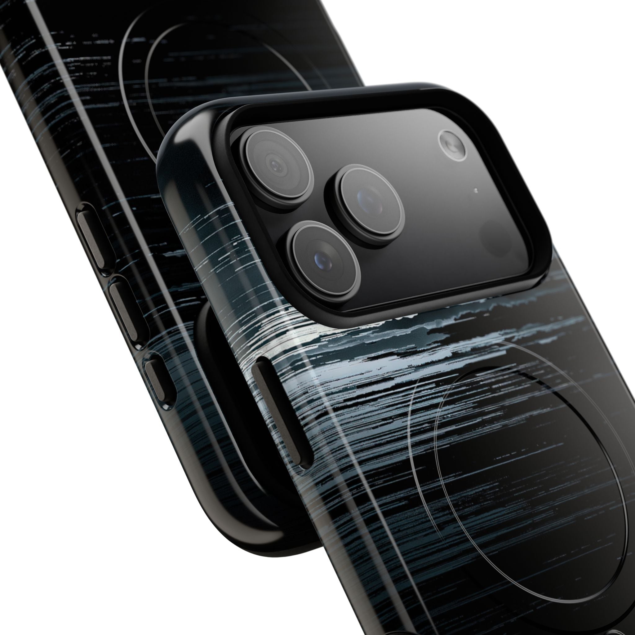 Black Tough 2.0 Magsafe Phone Case for iPhone - Frozen Signal Glitch