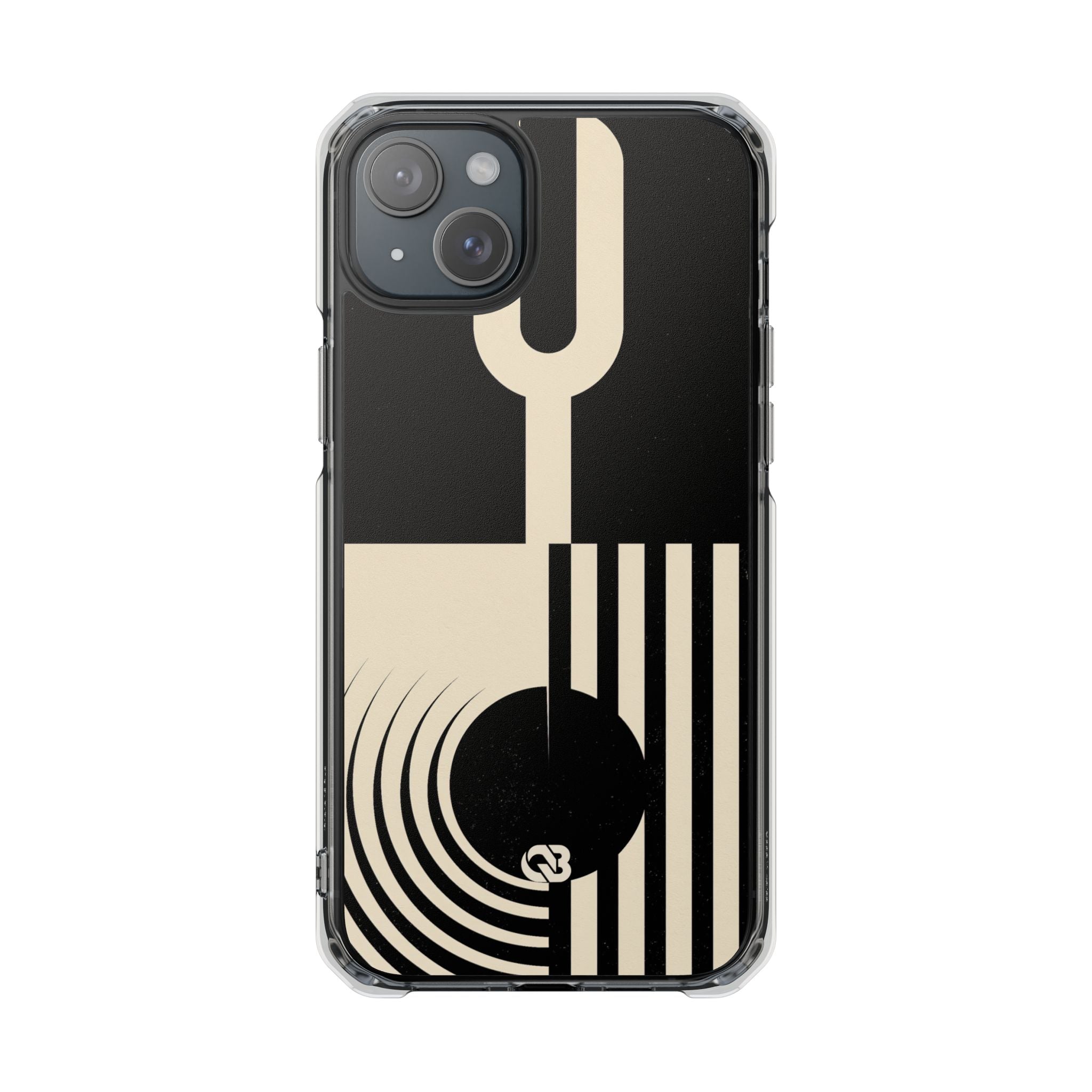 Black Impact MagSafe Phone Case for iPhone - Ivory Signal Grid