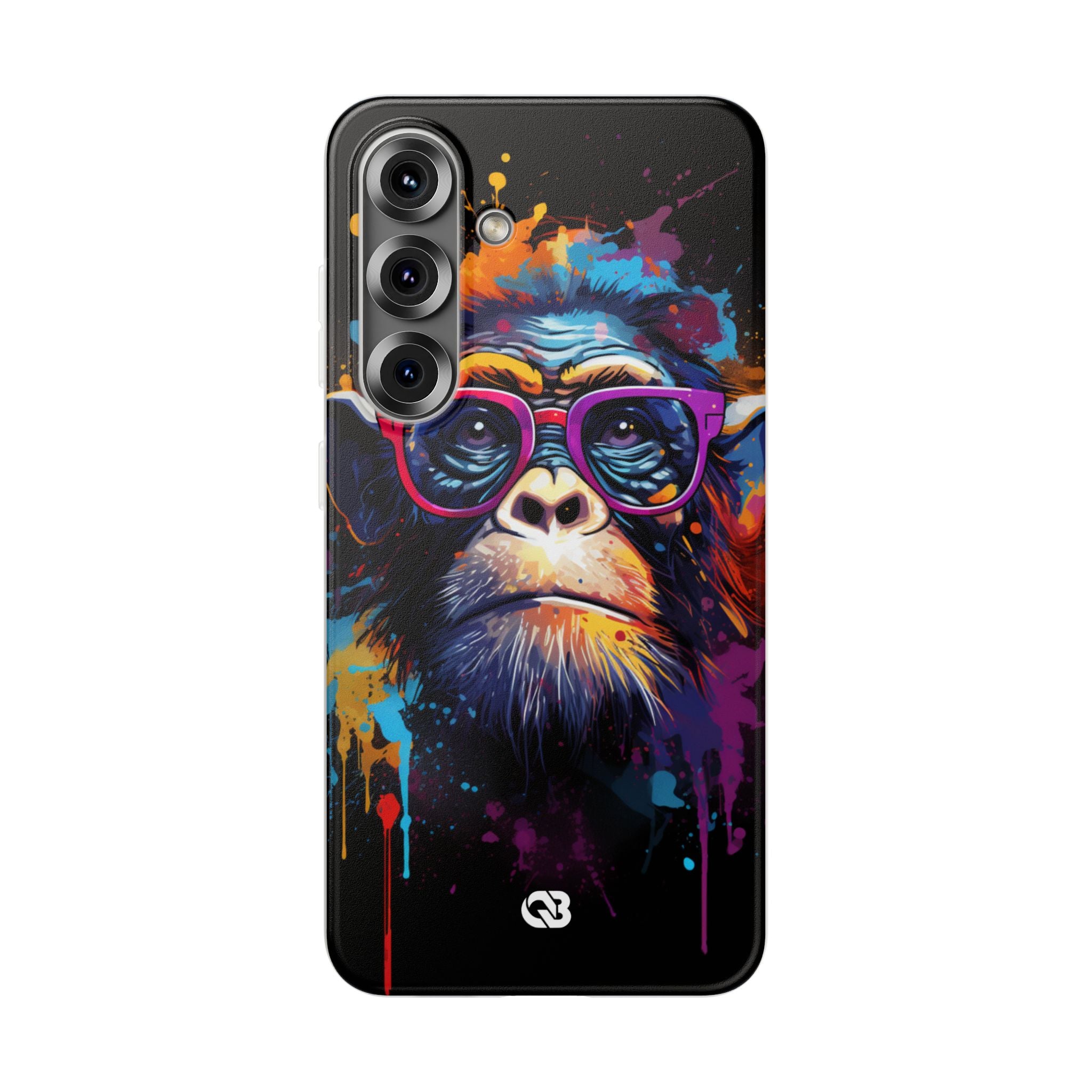 Neon Splatter Primate · Soft Telefoncover til Samsung