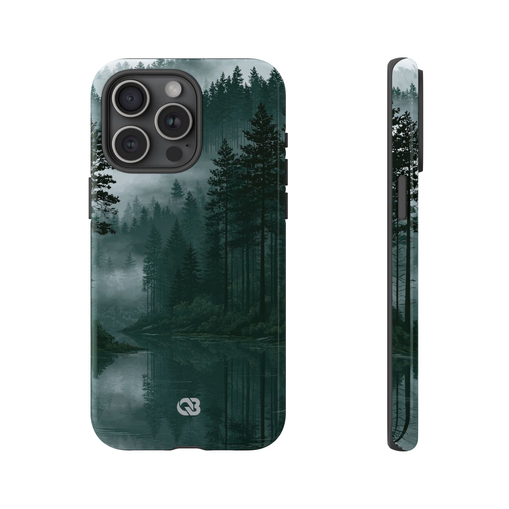 Green Tough Phone Case for iPhone - Misty Evergreen Mirror